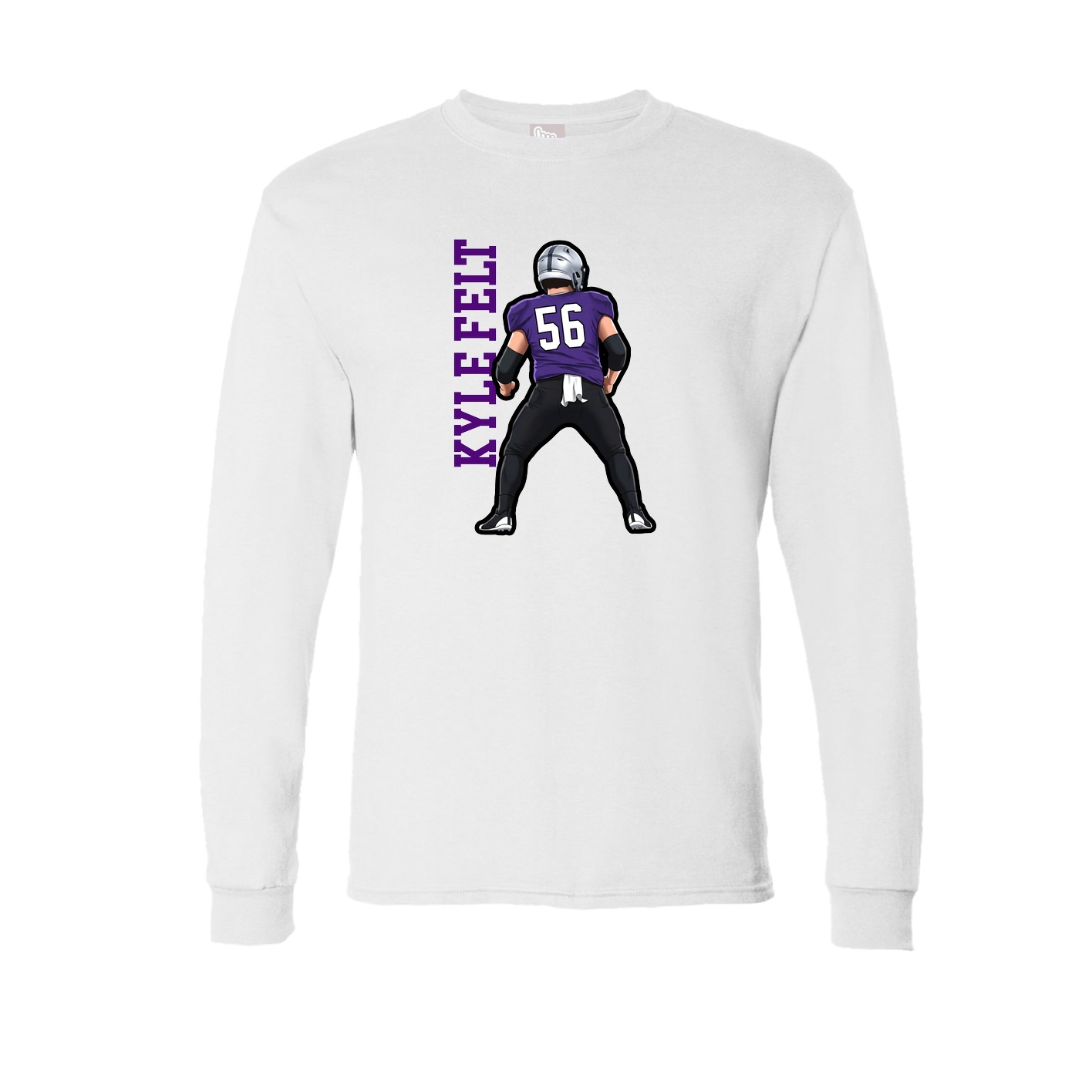 Long Sleeve Tee — Name Vertical in White