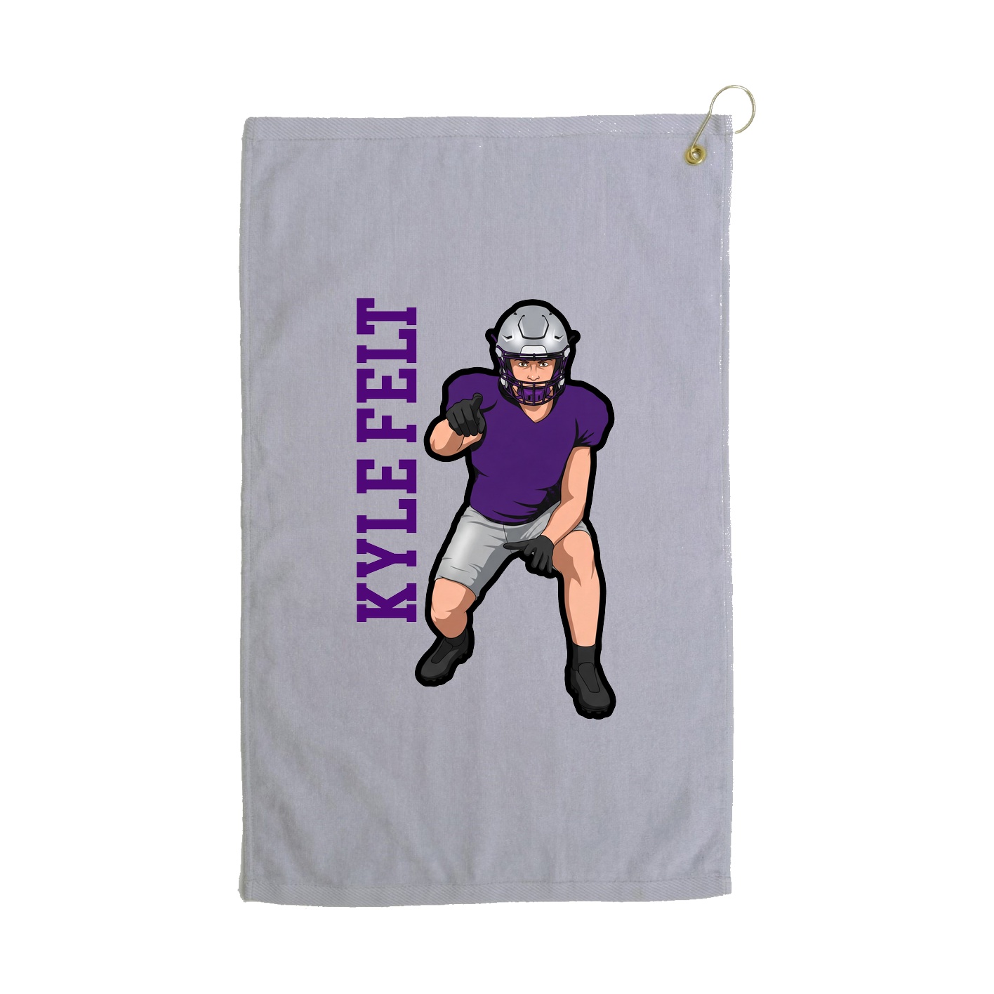 Golf Towel — Name Vertical in Grey