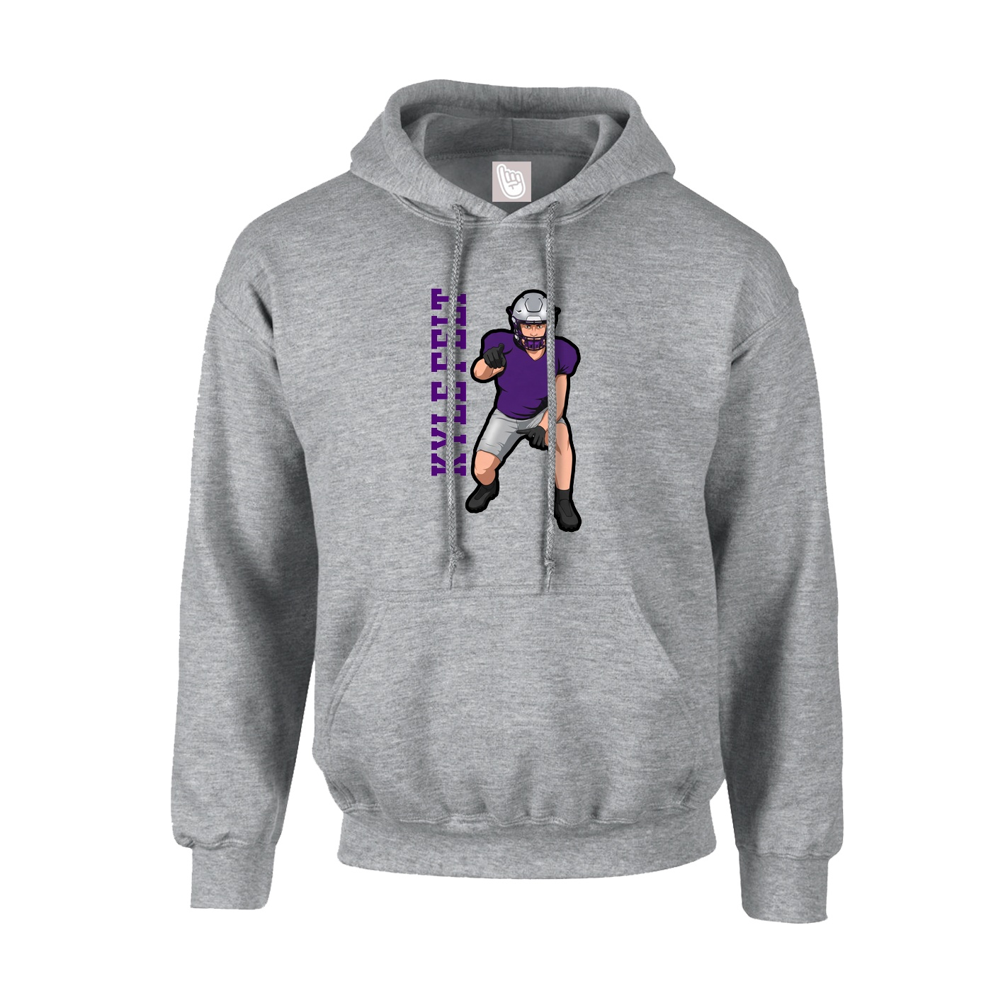 Youth Hoodie — Name Vertical in Grey