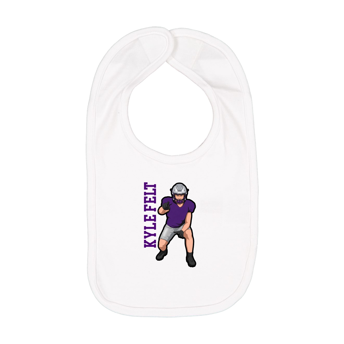 Infant Bib — Name Vertical in White