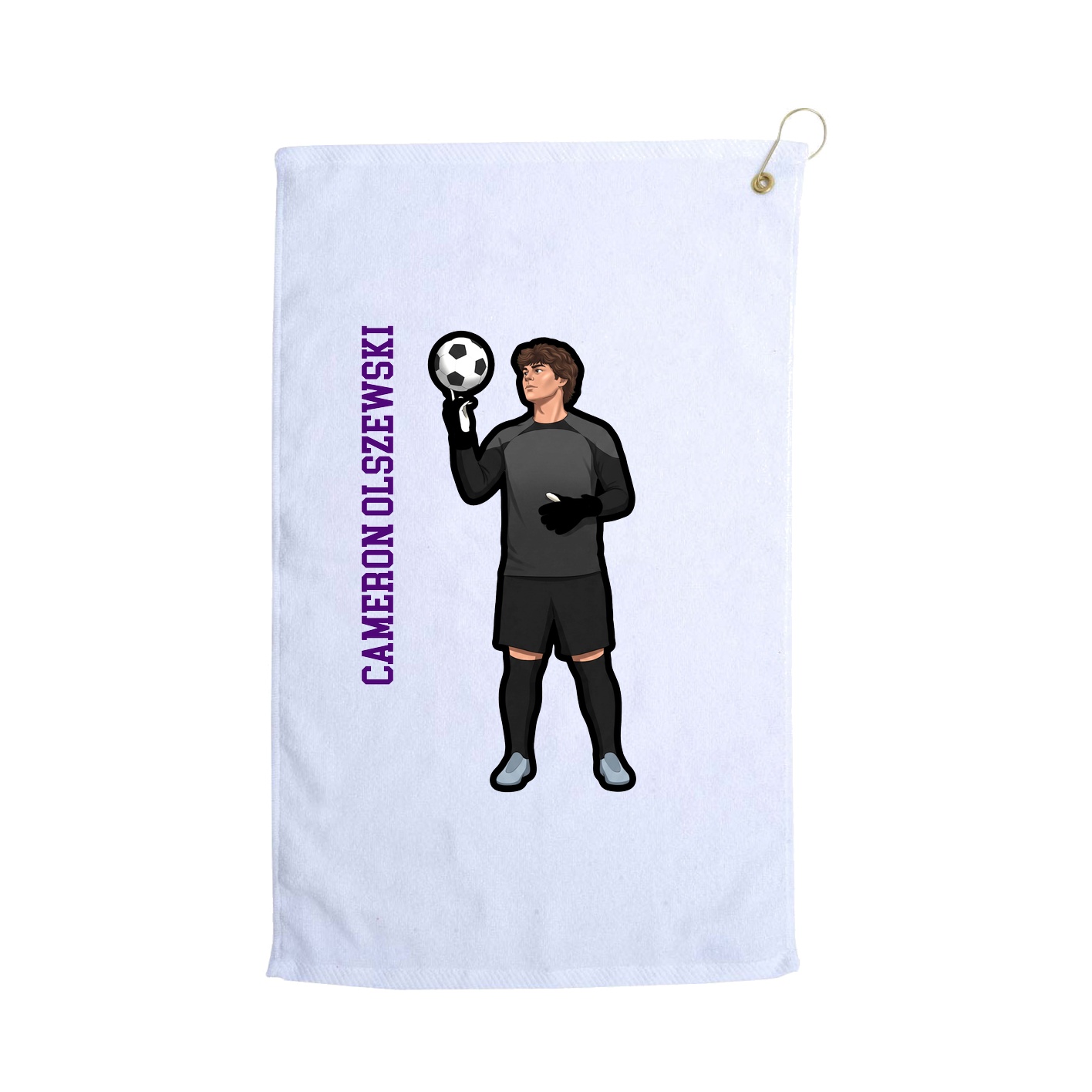 Golf Towel — Name Vertical in White