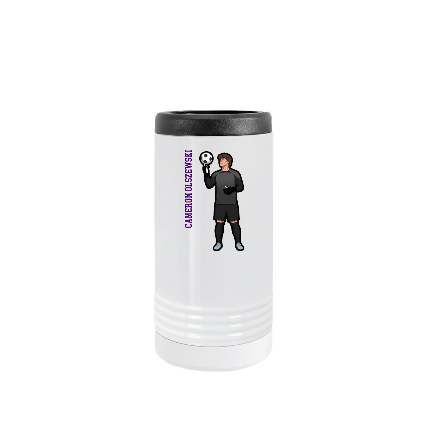 Slim Beverage Holder — Name Vertical in White