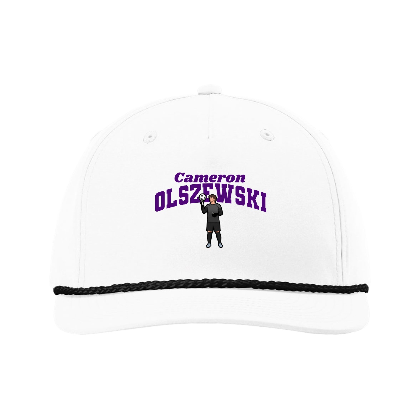 Five-Panel Classic Rope Cap — Signature Arch in White