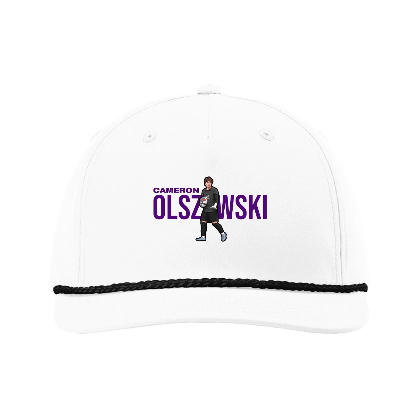 Five-Panel Classic Rope Cap — Player Name in White