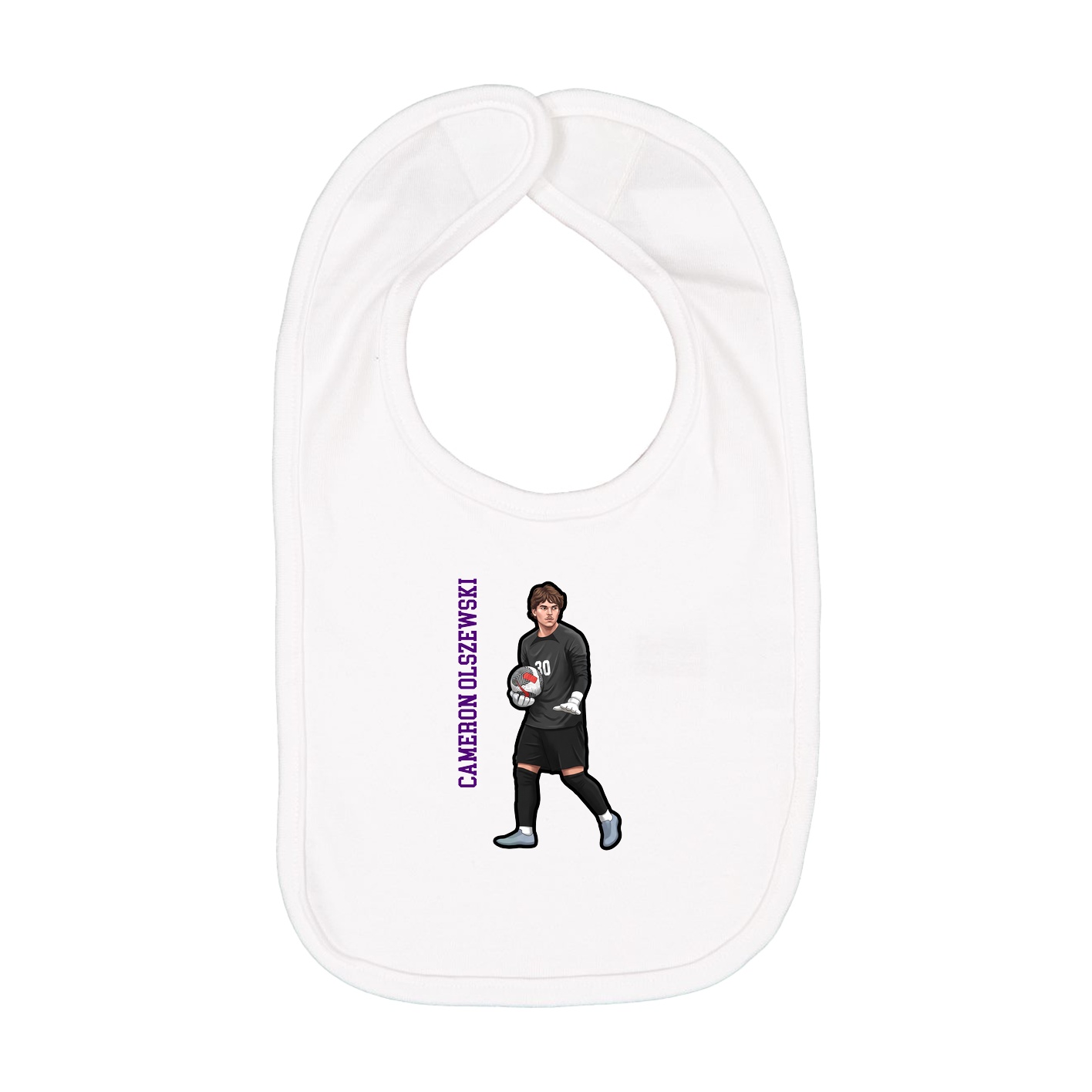 Infant Bib — Name Vertical in White