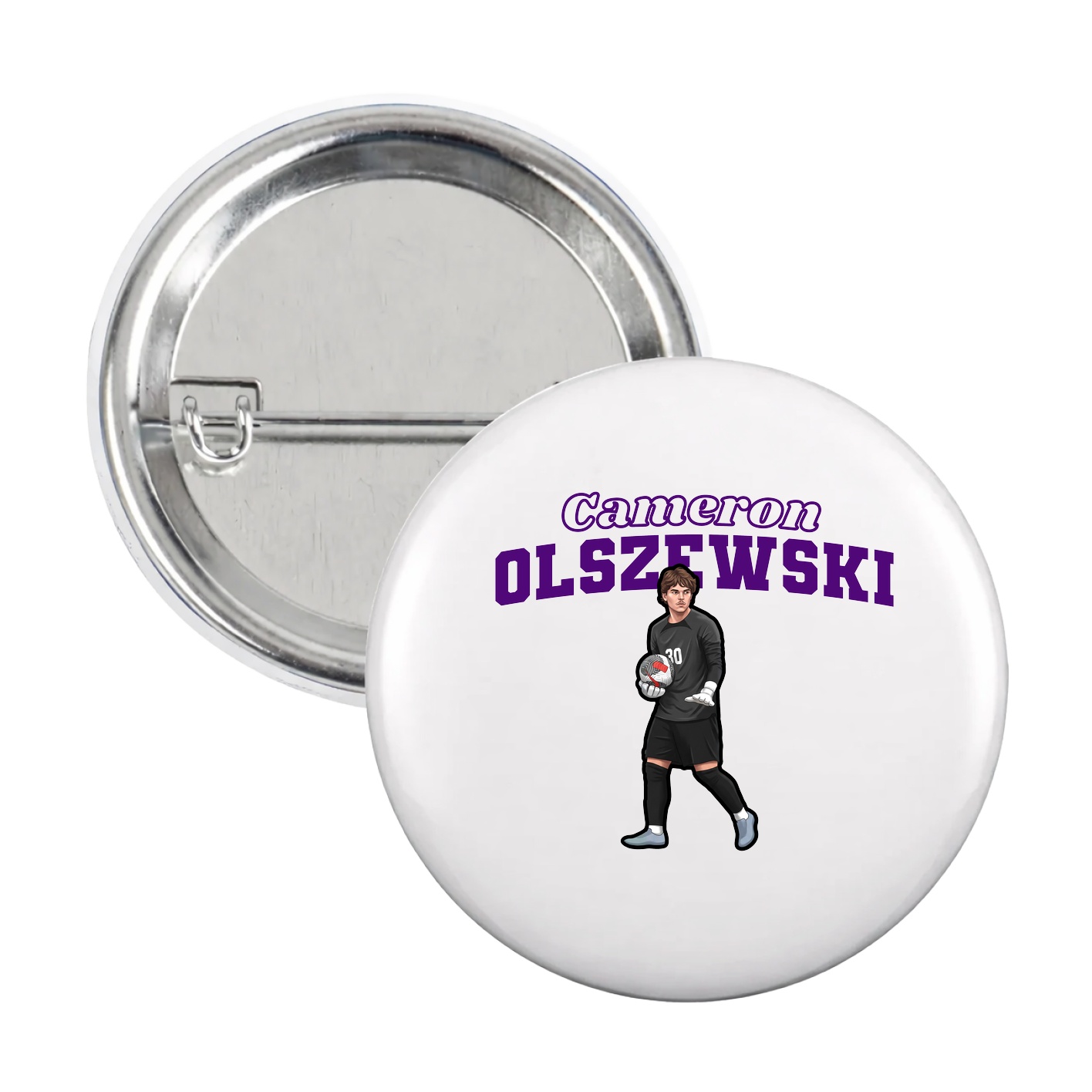 Game Day Button — Name Arch in White