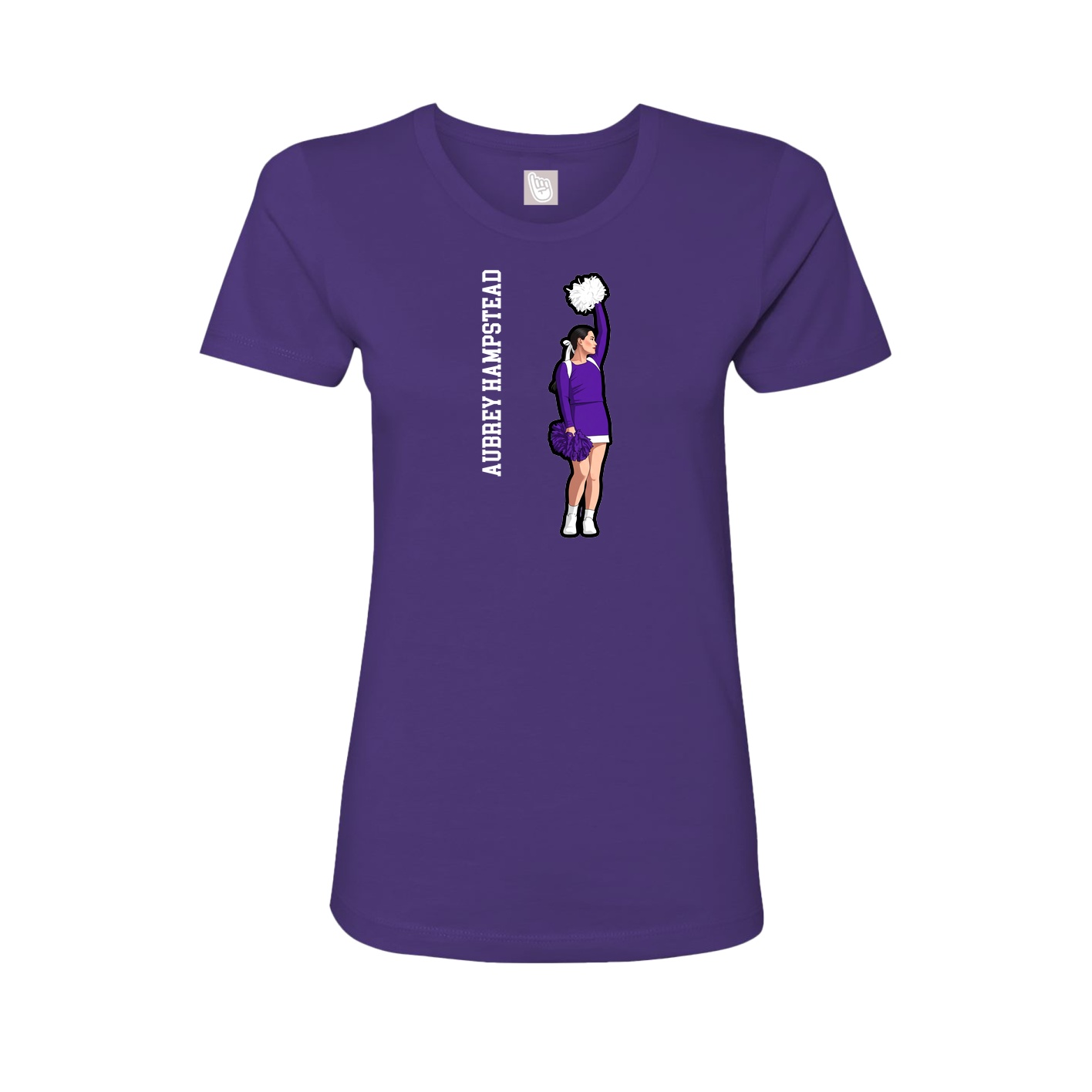 Fitted Women's Tee — Name Vertical in Purple