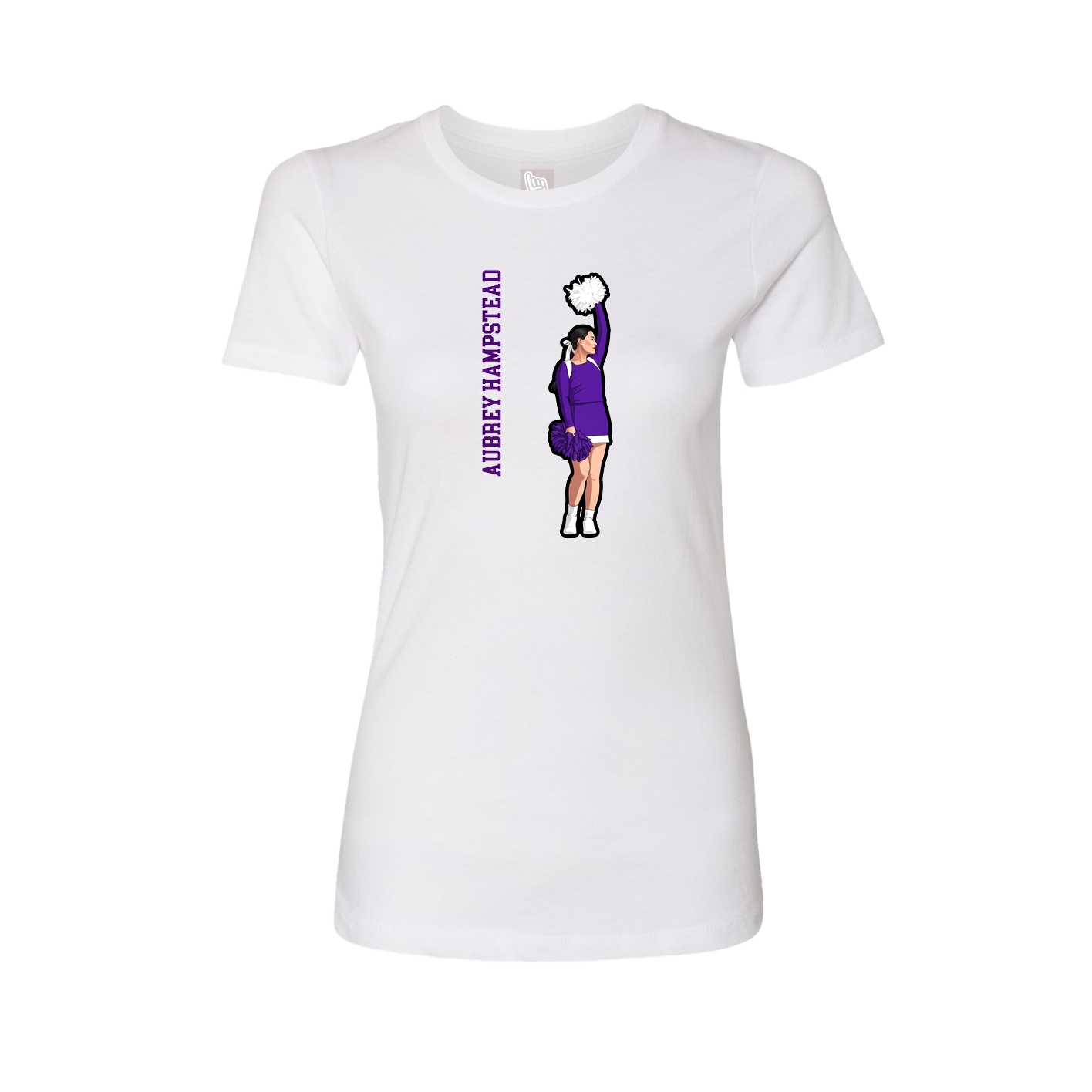 Fitted Women's Tee — Name Vertical in White