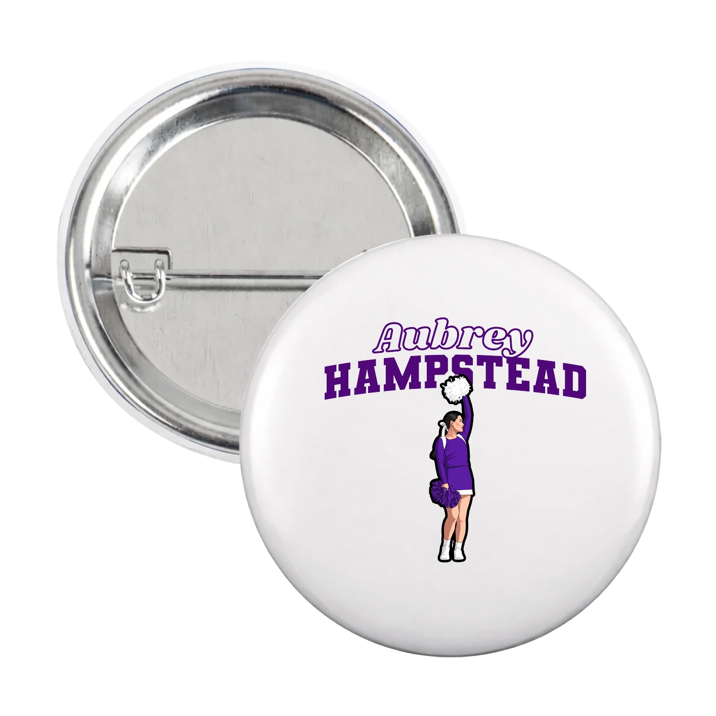 Game Day Button — Name Arch in White