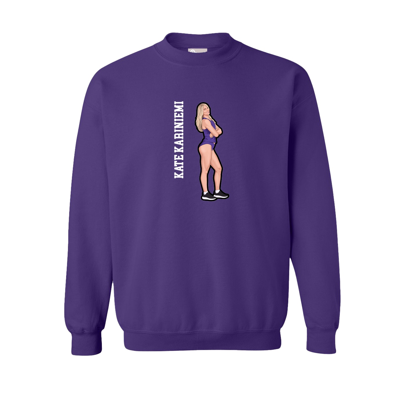 Fleece Crew — Name Vertical in Purple