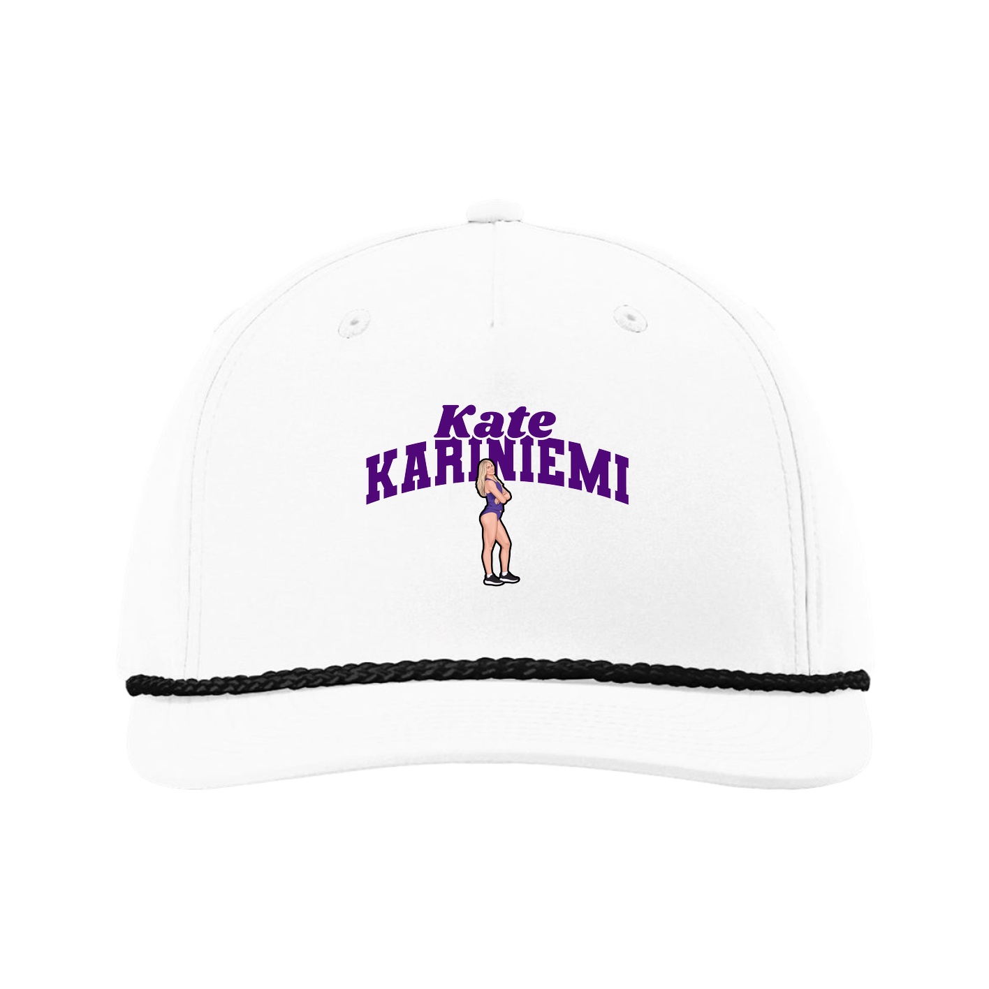 Five-Panel Classic Rope Cap — Signature Arch in White