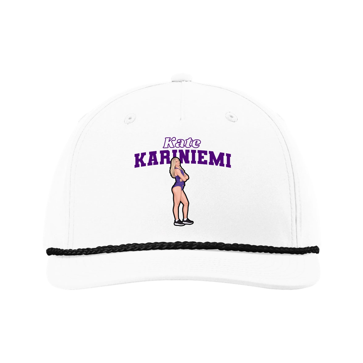 Five-Panel Classic Rope Cap — Name Arch in White