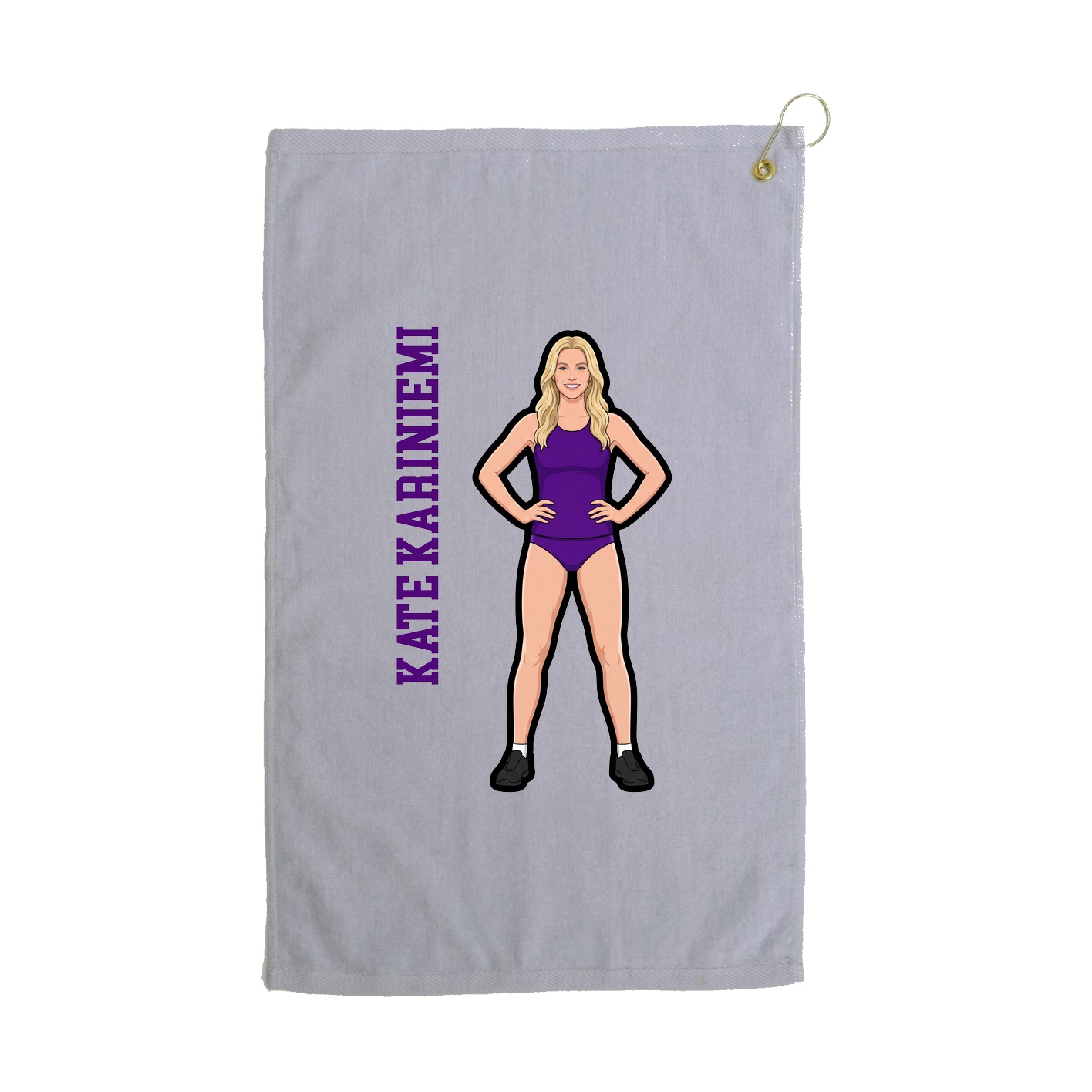 Golf Towel — Name Vertical in Grey