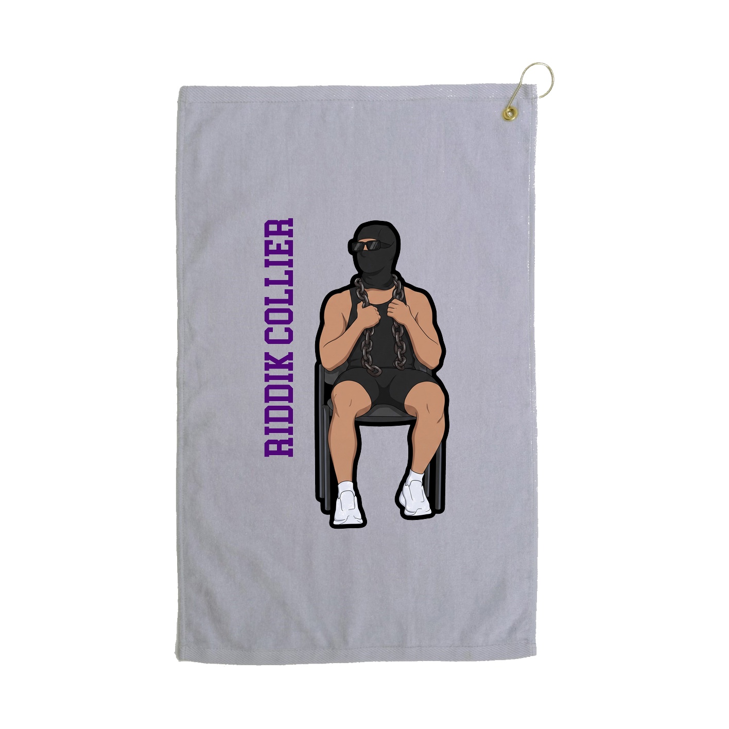 Golf Towel — Name Vertical in Grey