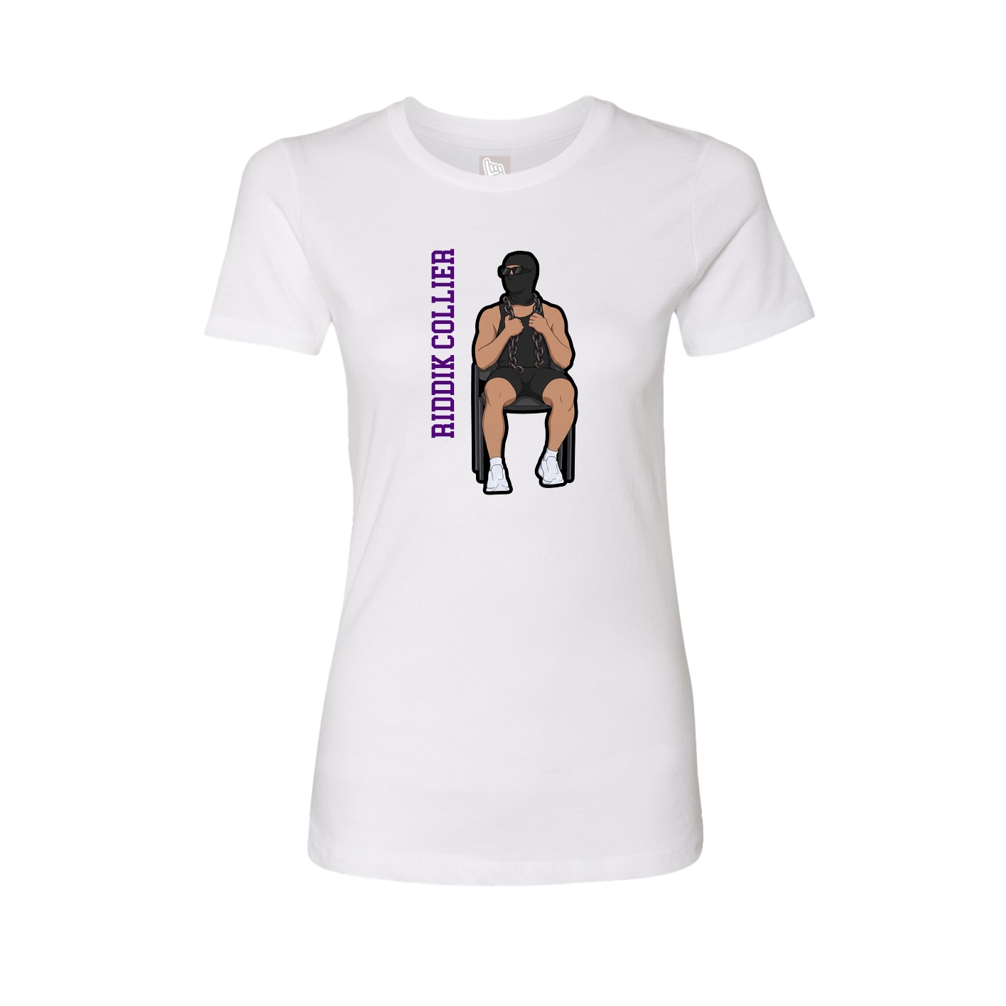 Fitted Women's Tee — Name Vertical in White