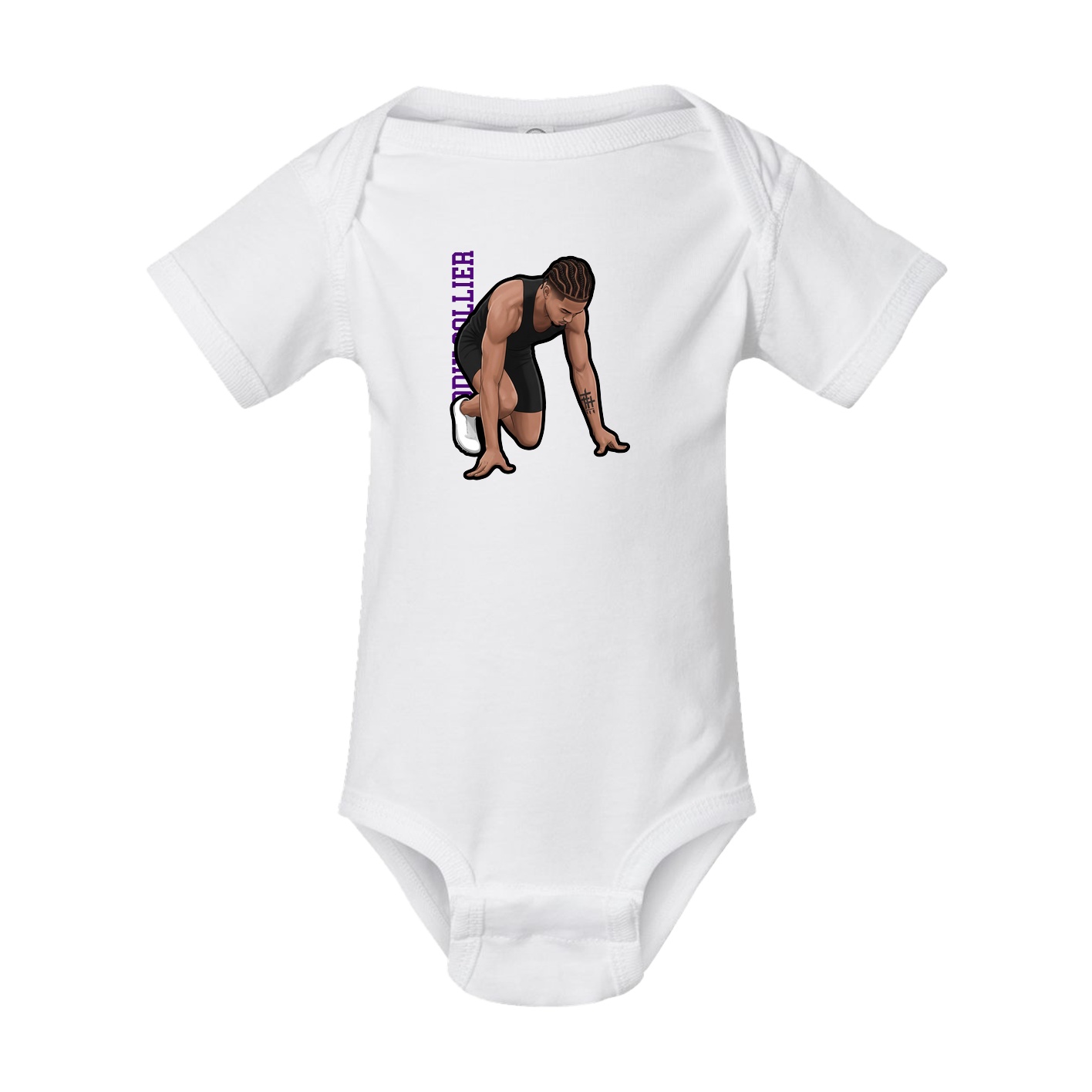 Baby Onesie — Name Vertical in White