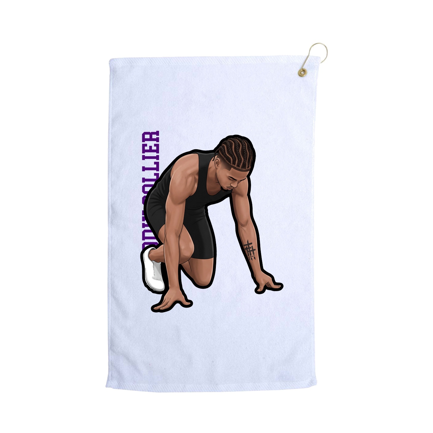 Golf Towel — Name Vertical in White