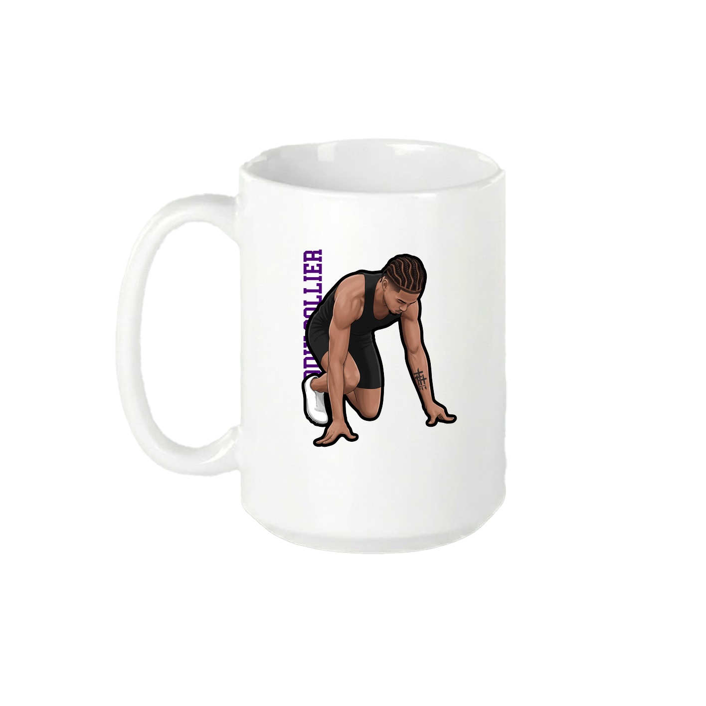 15oz Coffee Mug — Name Vertical in White