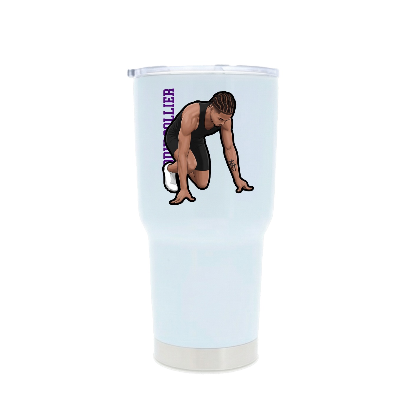 30oz Stainless Steel Tumbler — Name Vertical in White