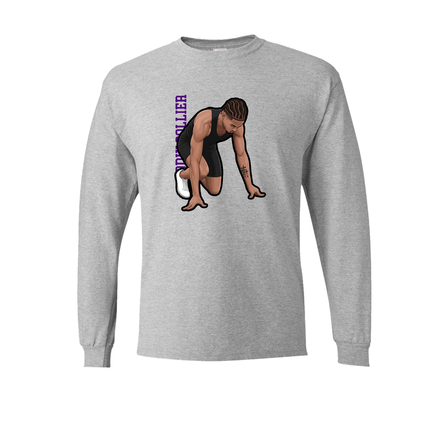 Long Sleeve Tee — Name Vertical in Grey