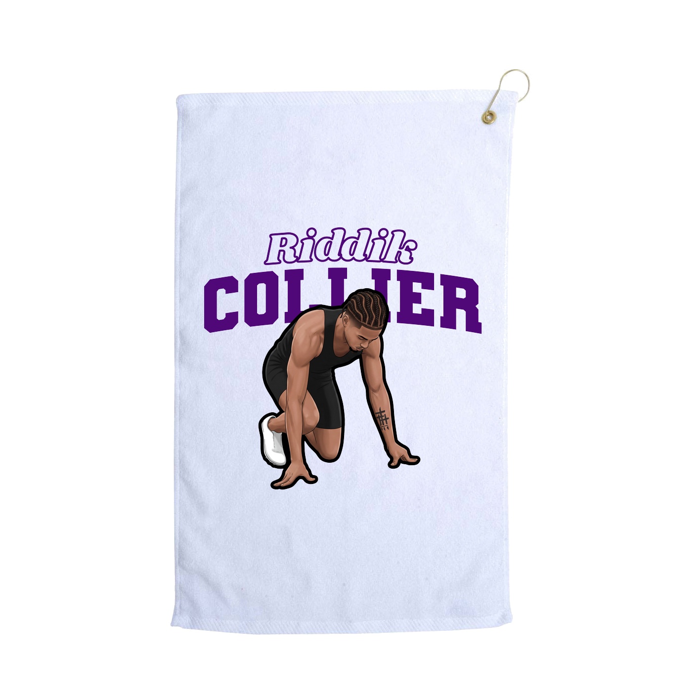 Golf Towel — Name Arch in White
