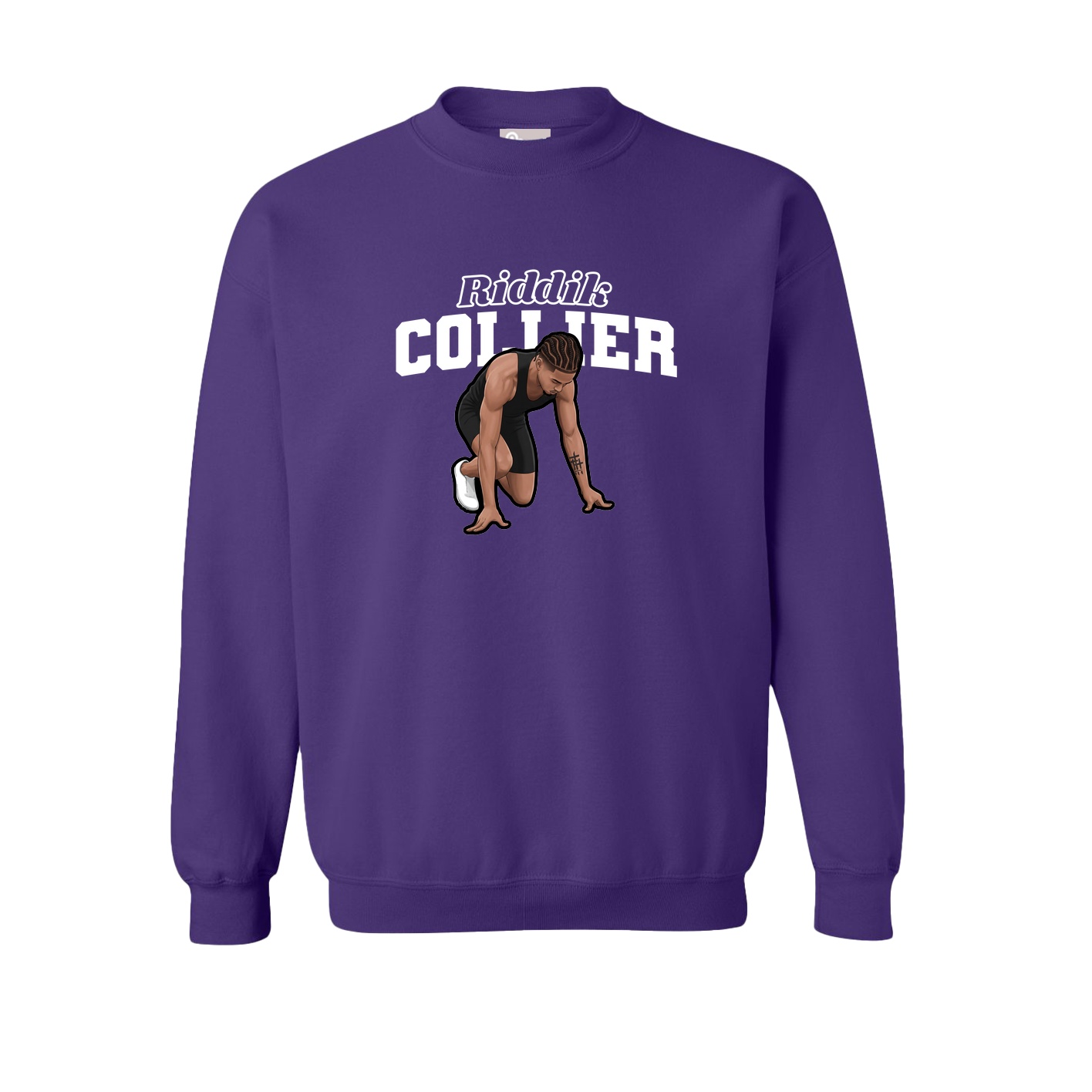 Fleece Crew — Name Arch in Purple