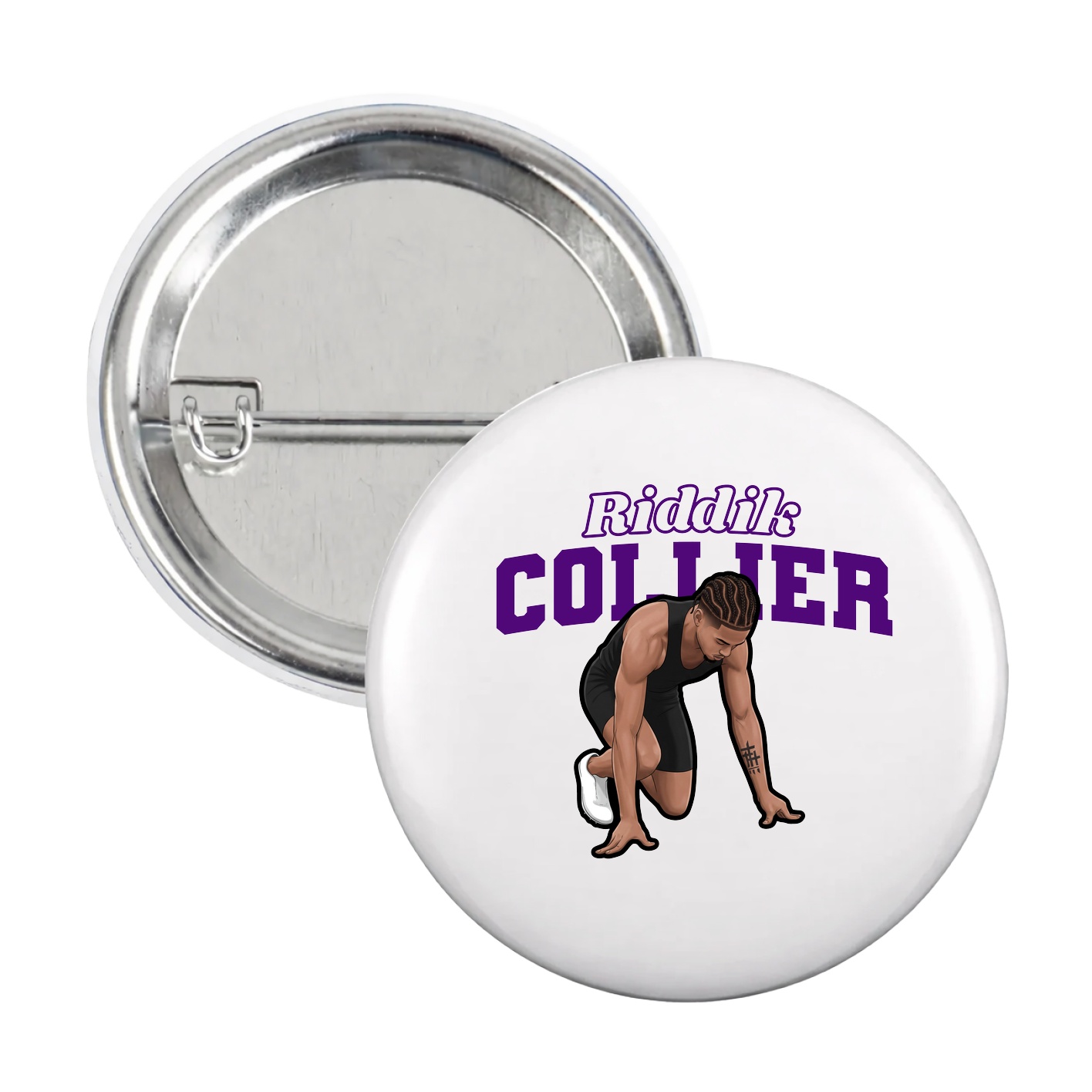 Game Day Button — Name Arch in White
