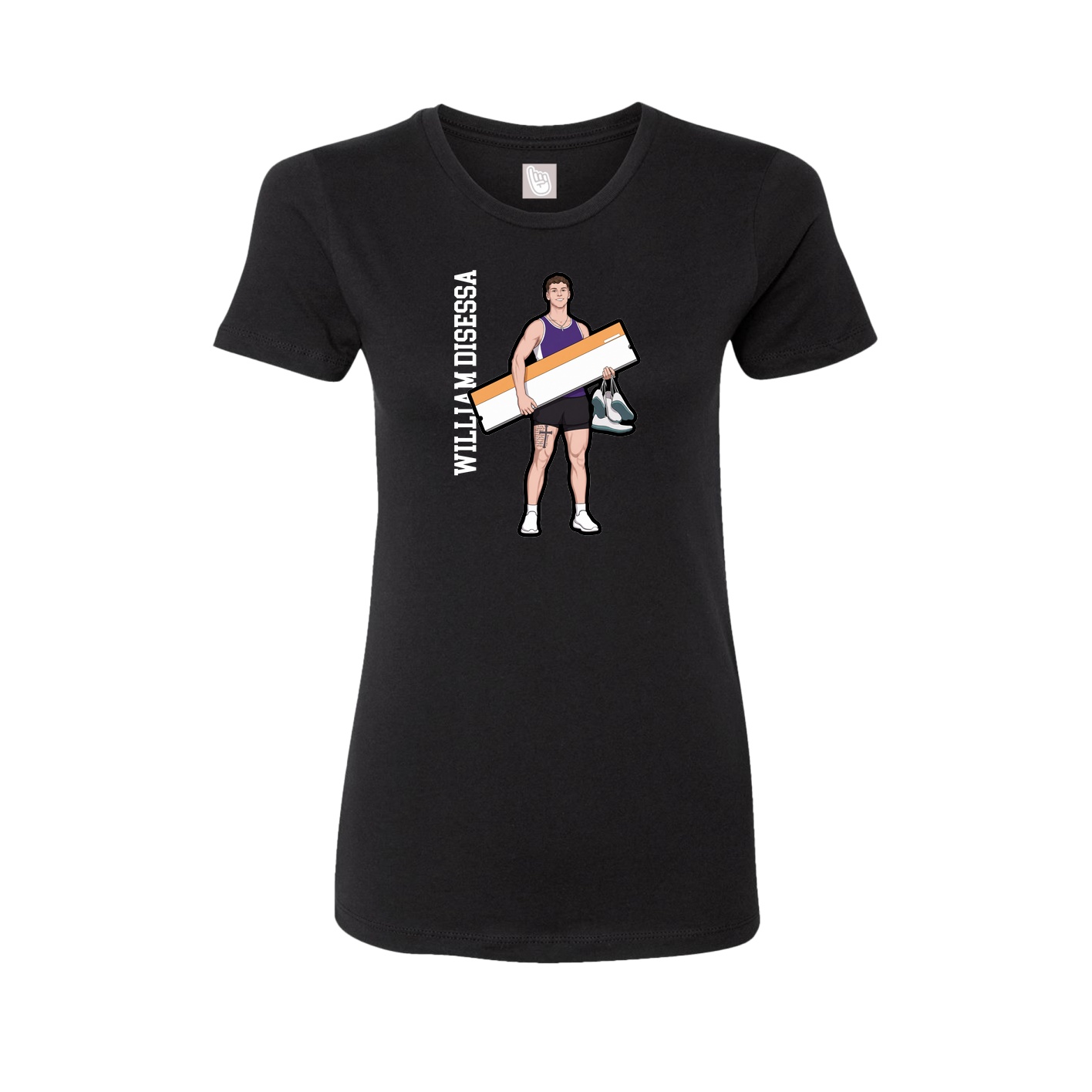 Fitted Women's Tee — Name Vertical in Black