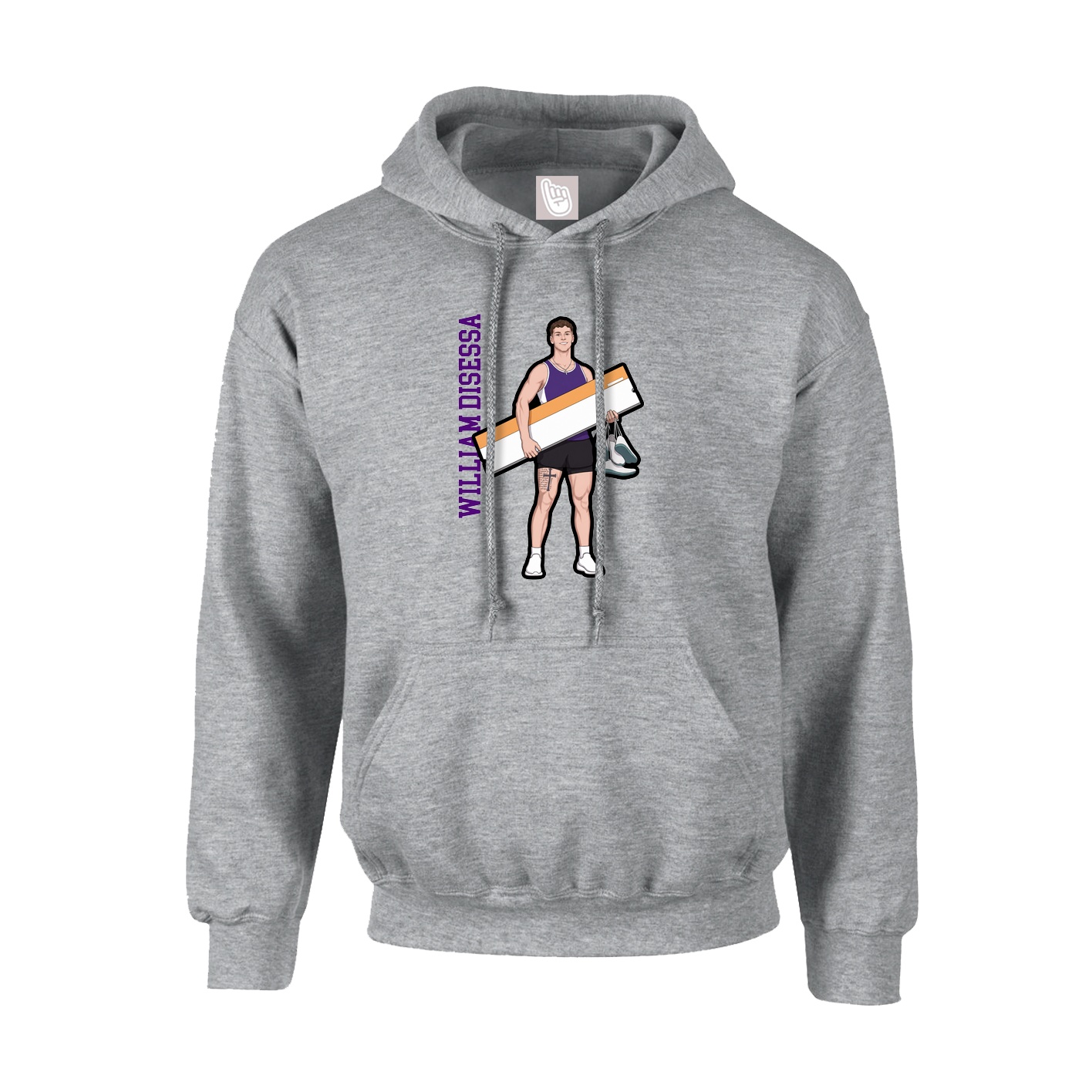 Youth Hoodie — Name Vertical in Grey