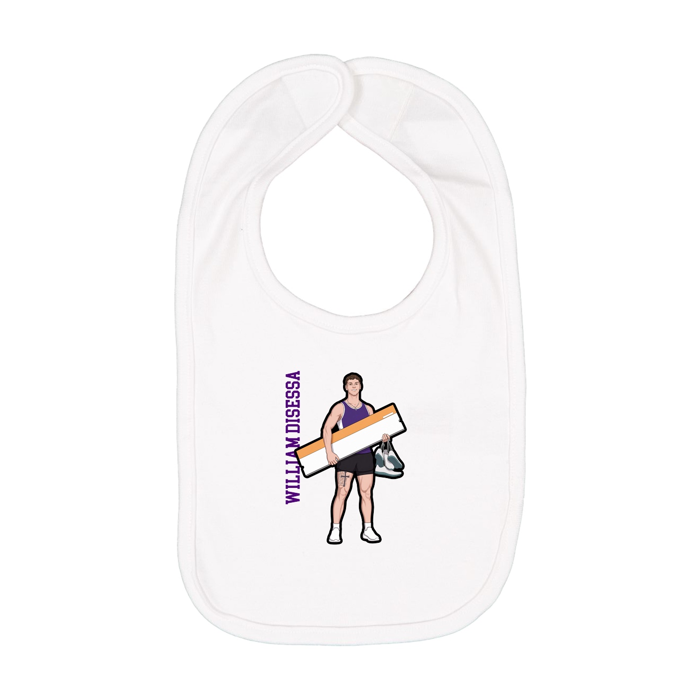 Infant Bib — Name Vertical in White