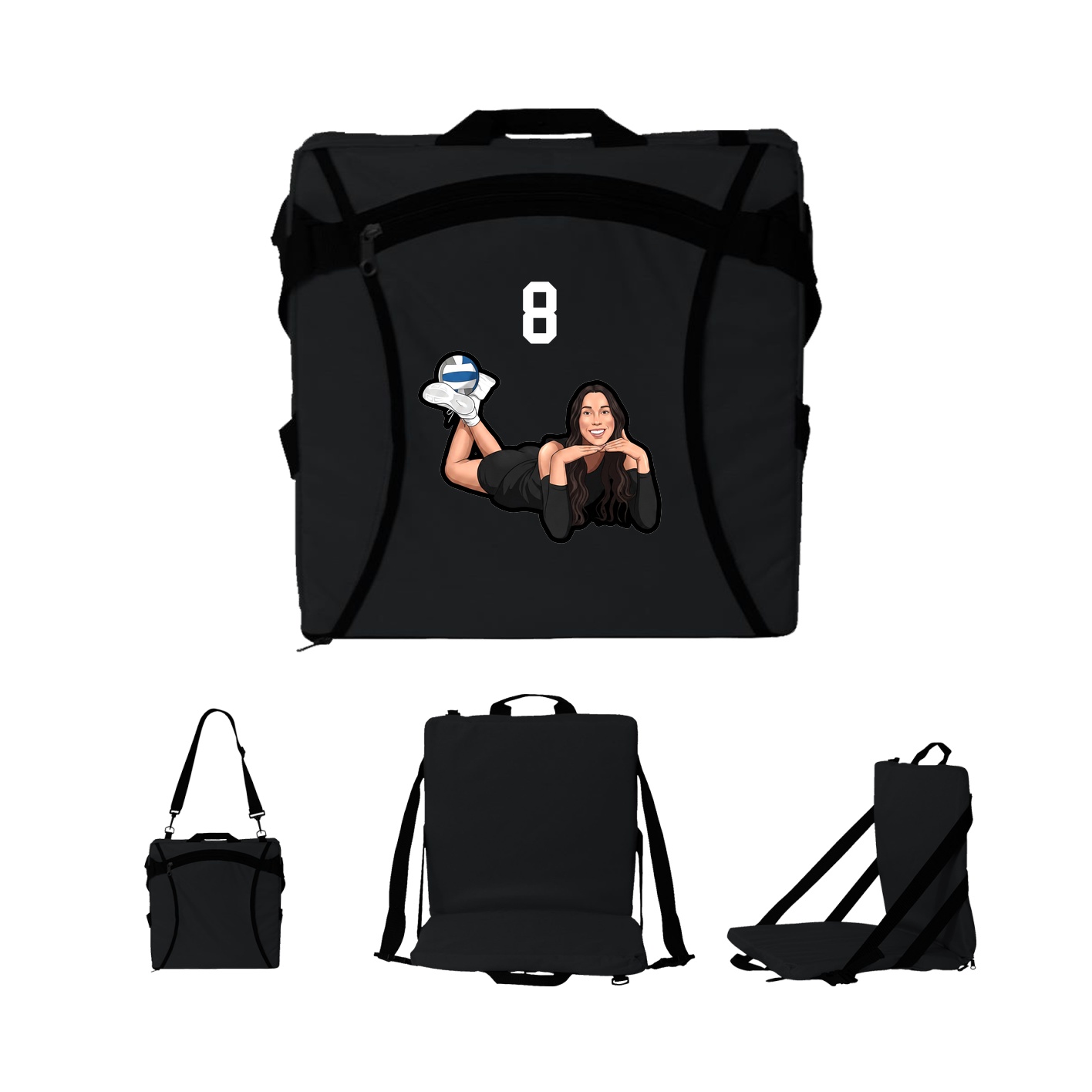 Folding Stadium Seat — Number Top in Black