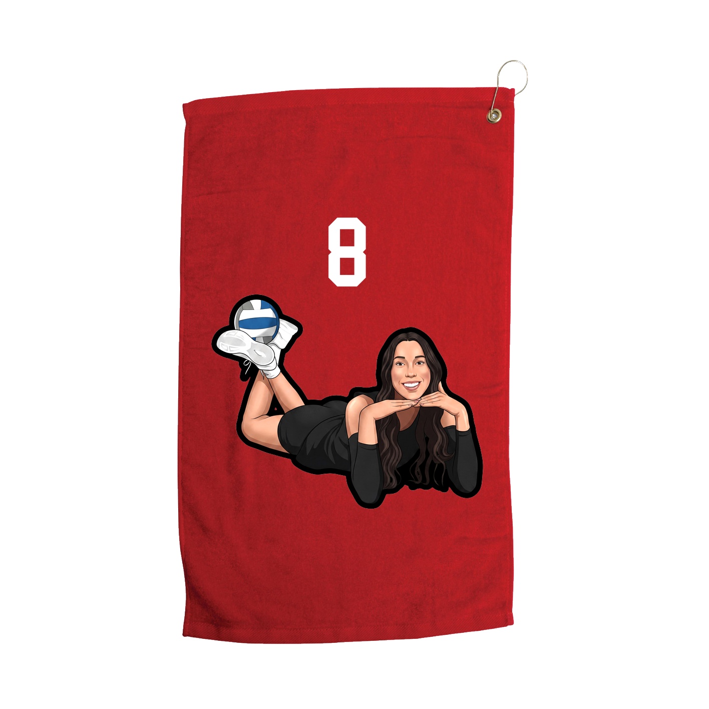Golf Towel — Number Top in Red