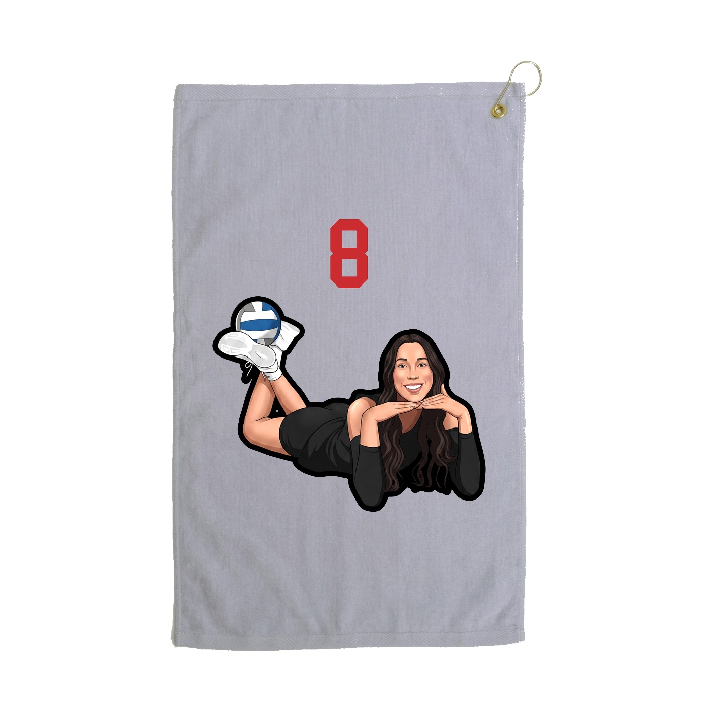 Golf Towel — Number Top in Grey