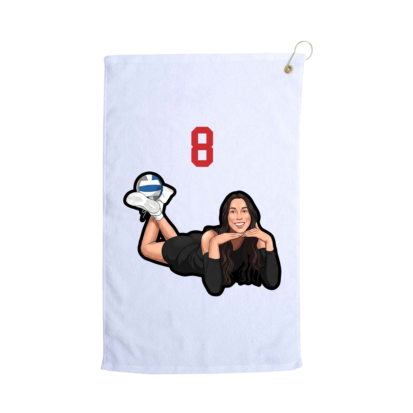 Golf Towel — Number Top in White