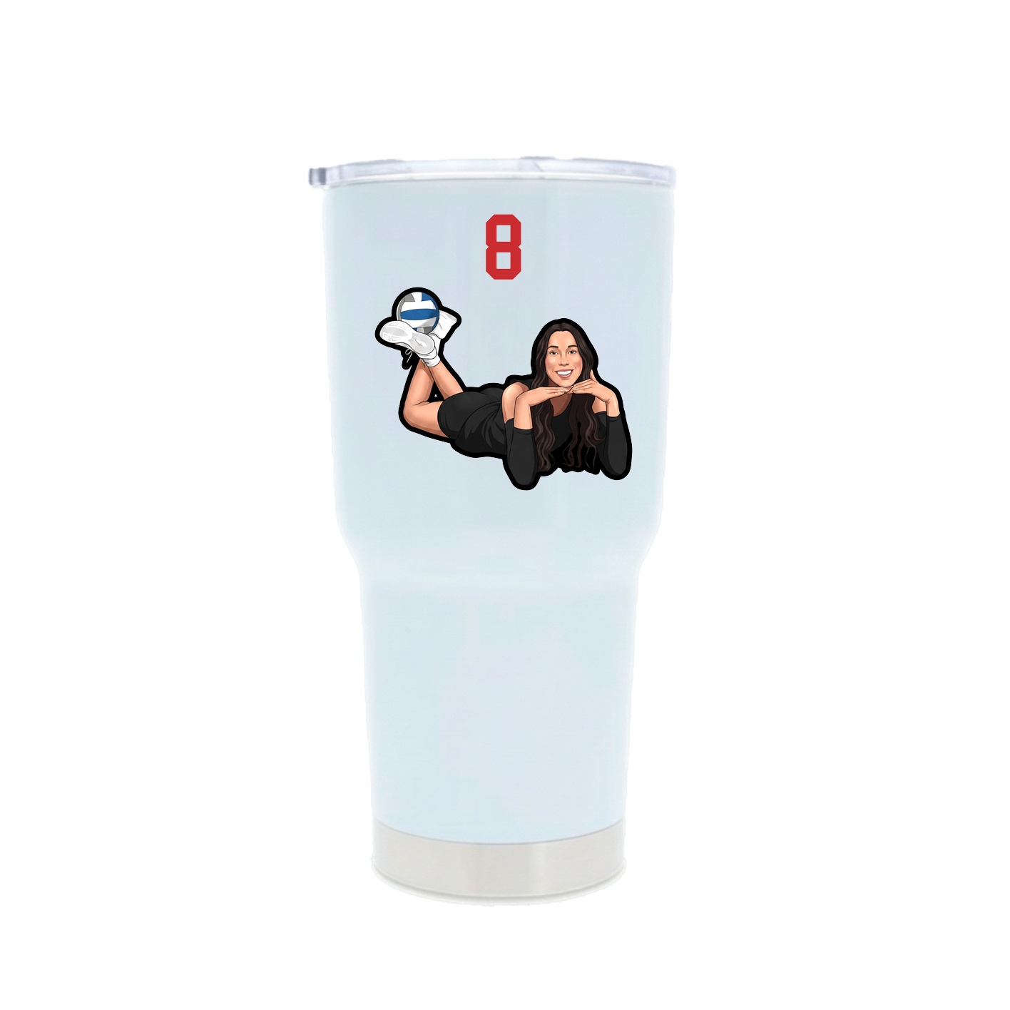 30oz Stainless Steel Tumbler — Number Top in White