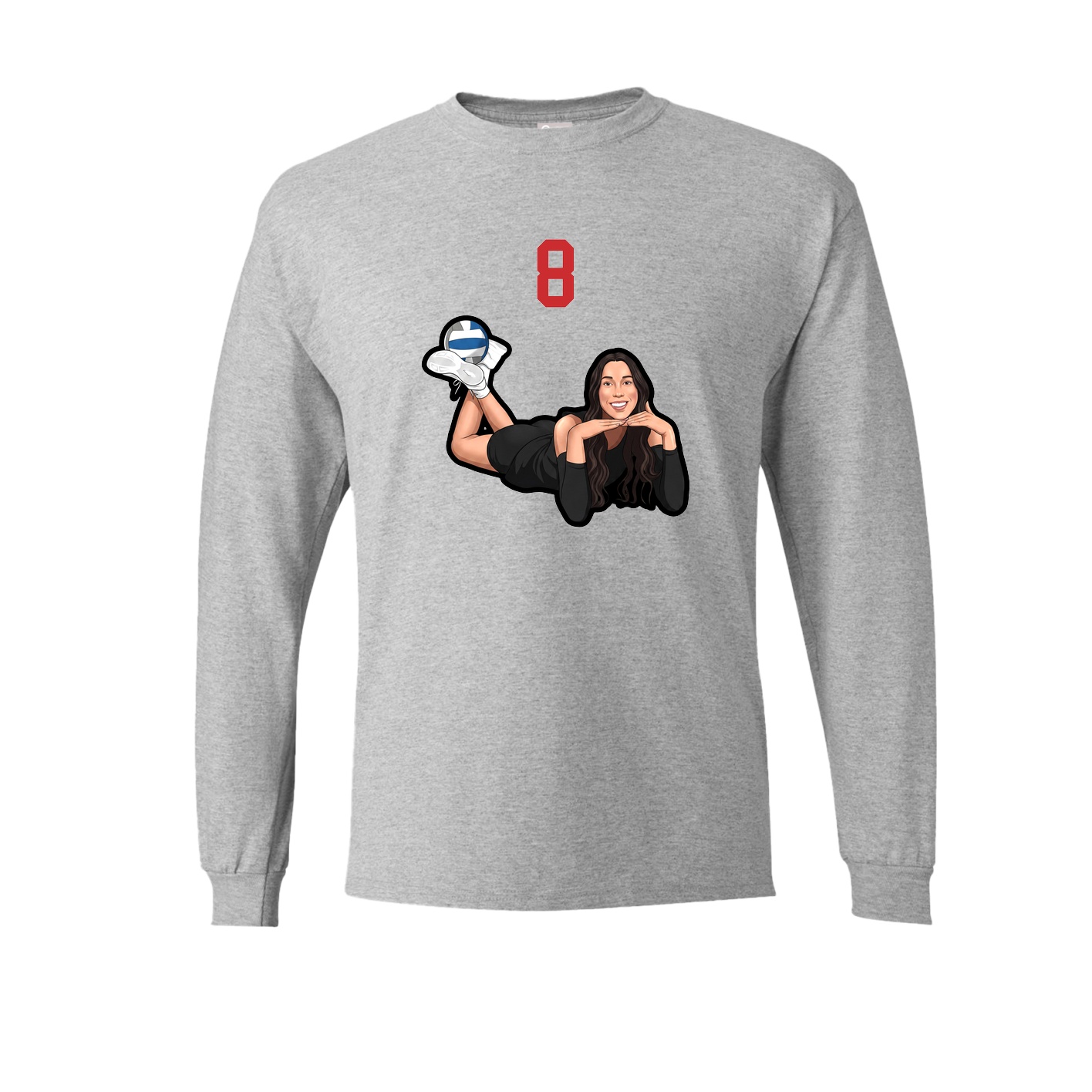 Long Sleeve Tee — Number Top in Grey