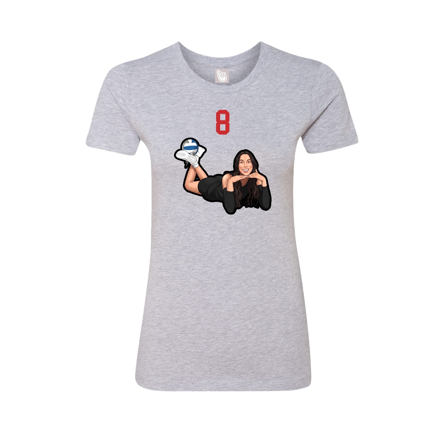 Fitted Women's Tee — Number Top in Grey