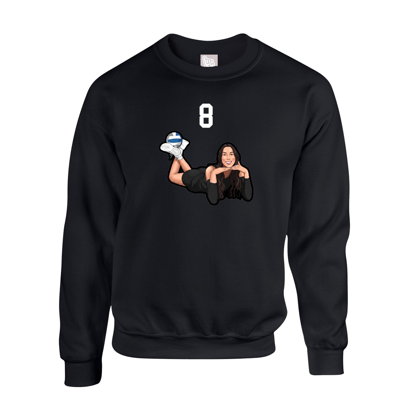 Fleece Crew — Number Top in Black