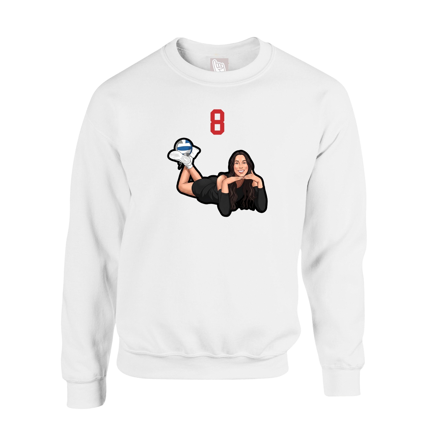Fleece Crew — Number Top in White