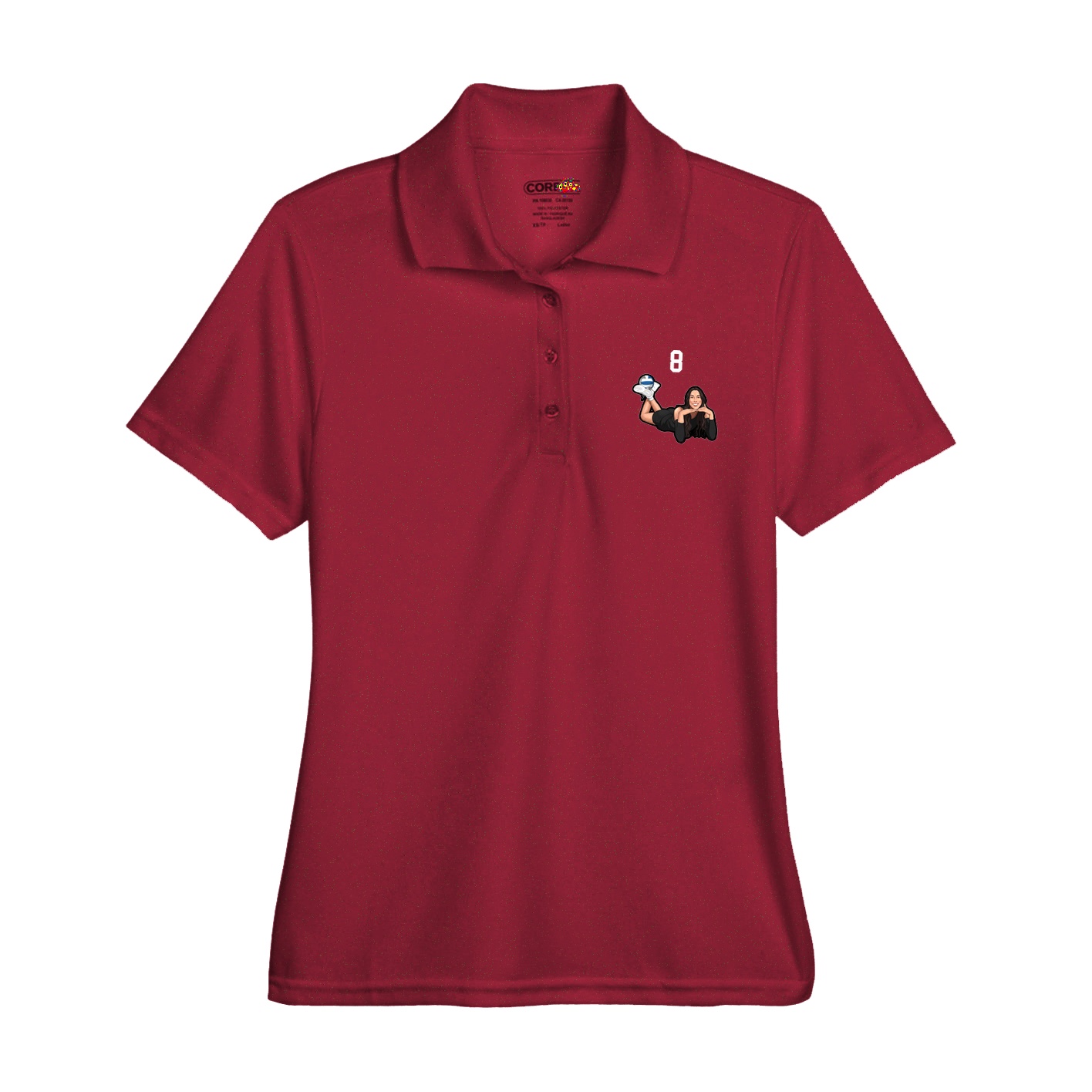 Womens Performance Polo — Number Top in Red