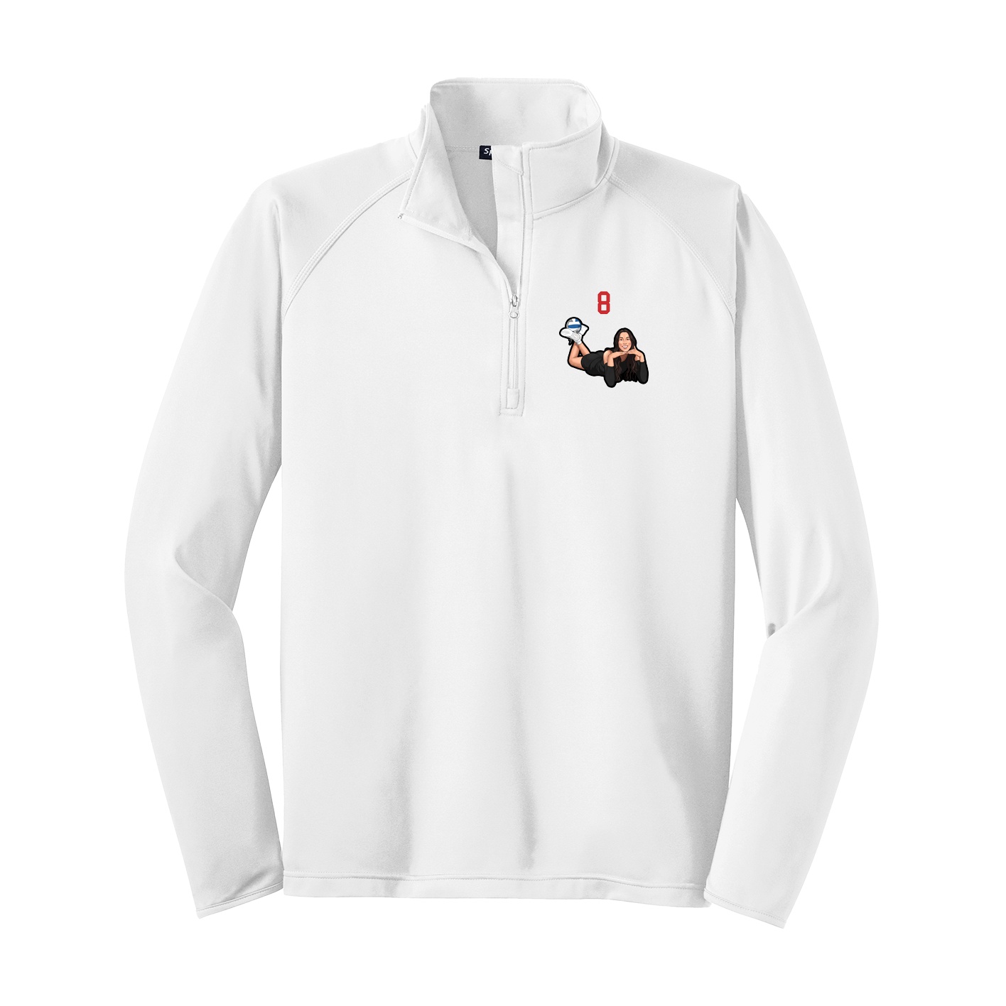 Q-Zip Pullover — Number Top in White