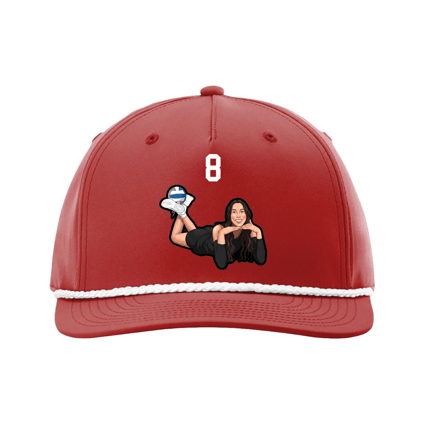 Five-Panel Classic Rope Cap — Number Top in Red