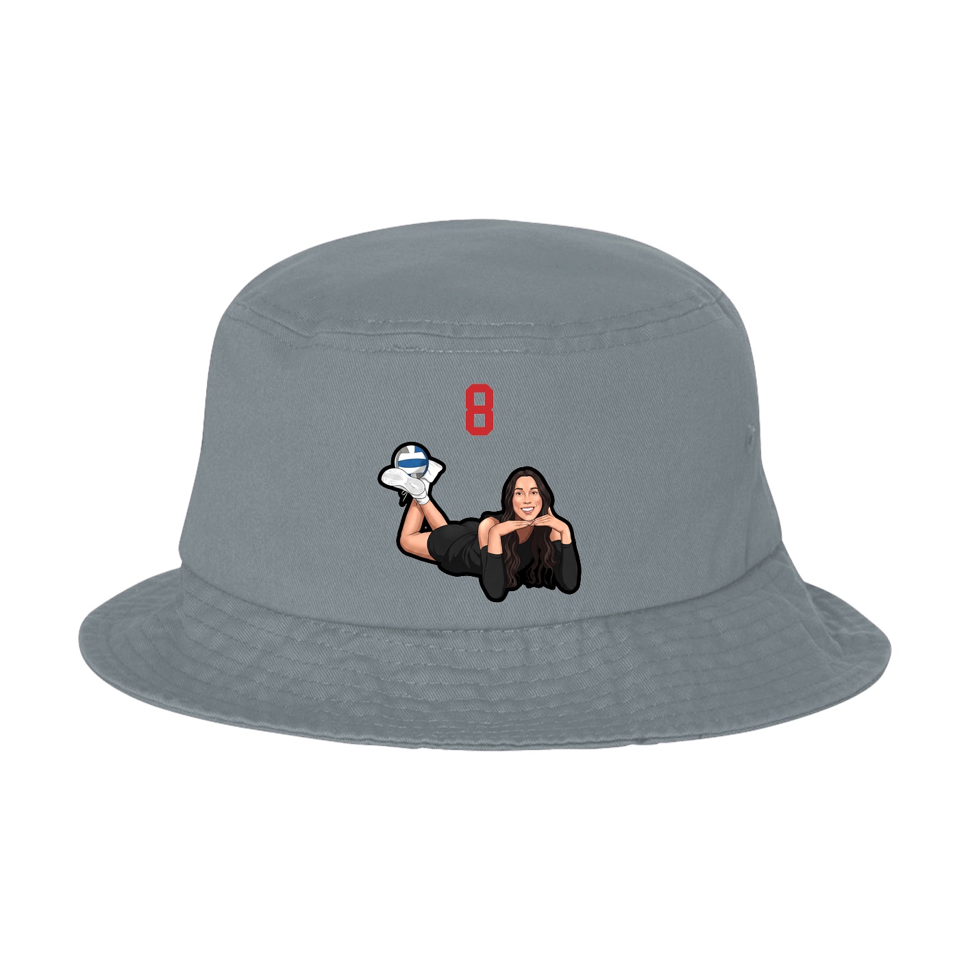 Bucket Cap — Number Top in Grey