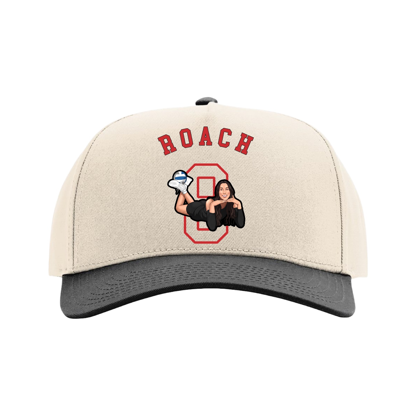 Full Fabric Five-Panel Champ Cap — Shirsey Arch in Cream/Black
