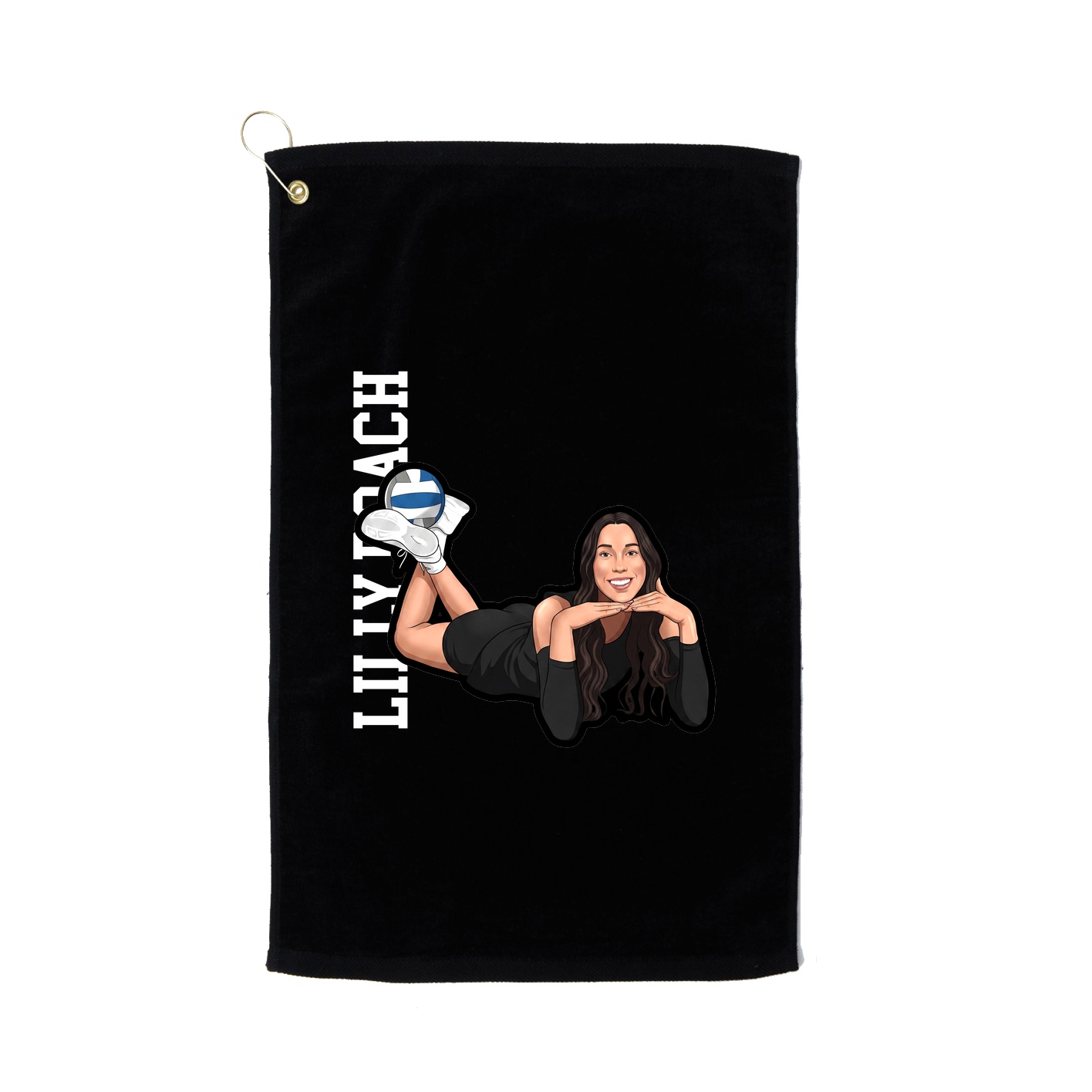 Golf Towel — Name Vertical in Black