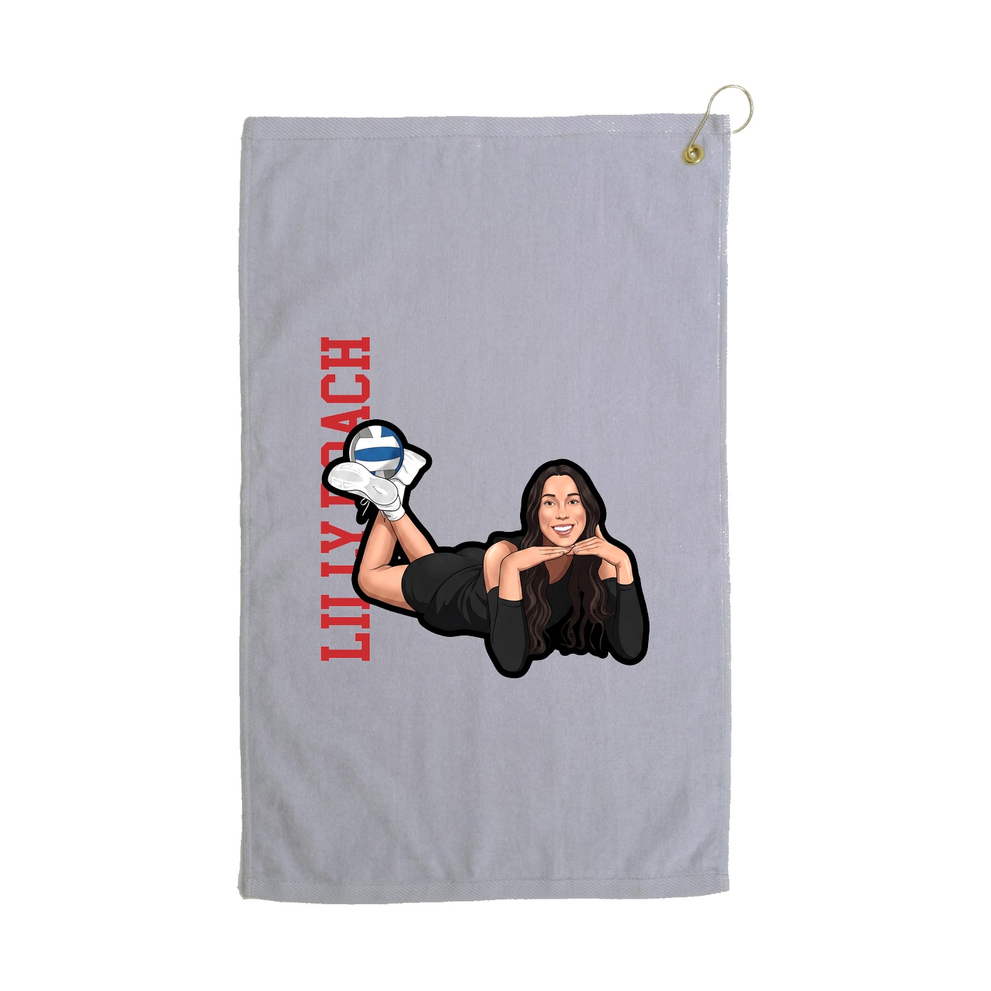 Golf Towel — Name Vertical in Grey