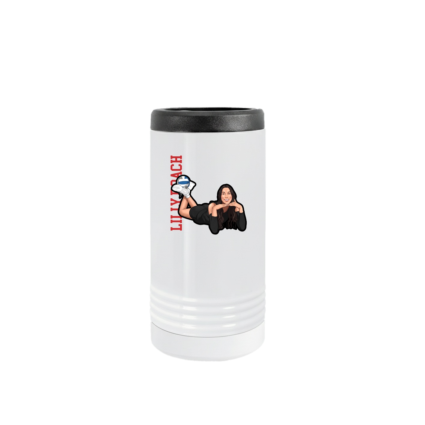 Slim Beverage Holder — Name Vertical in White