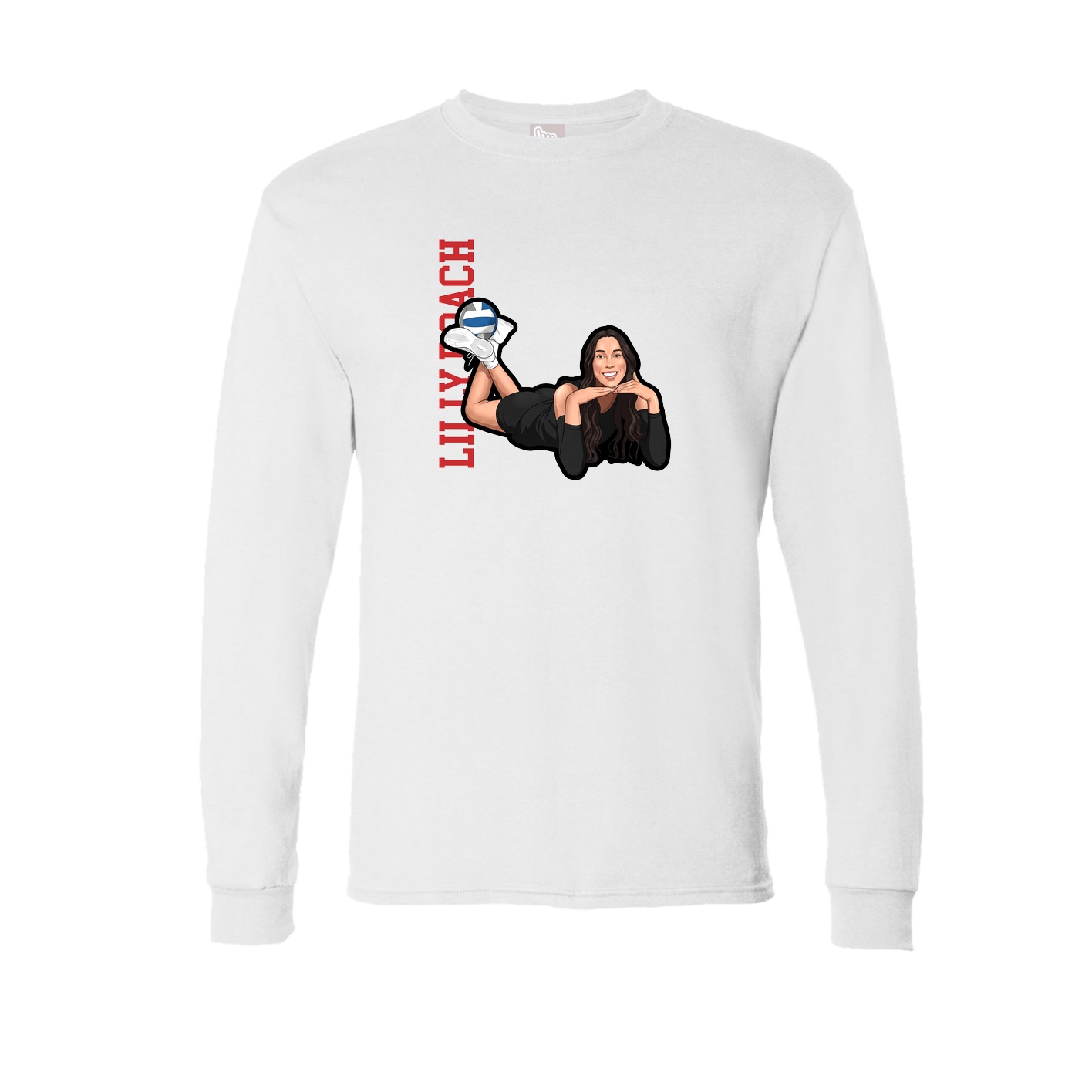 Long Sleeve Tee — Name Vertical in White