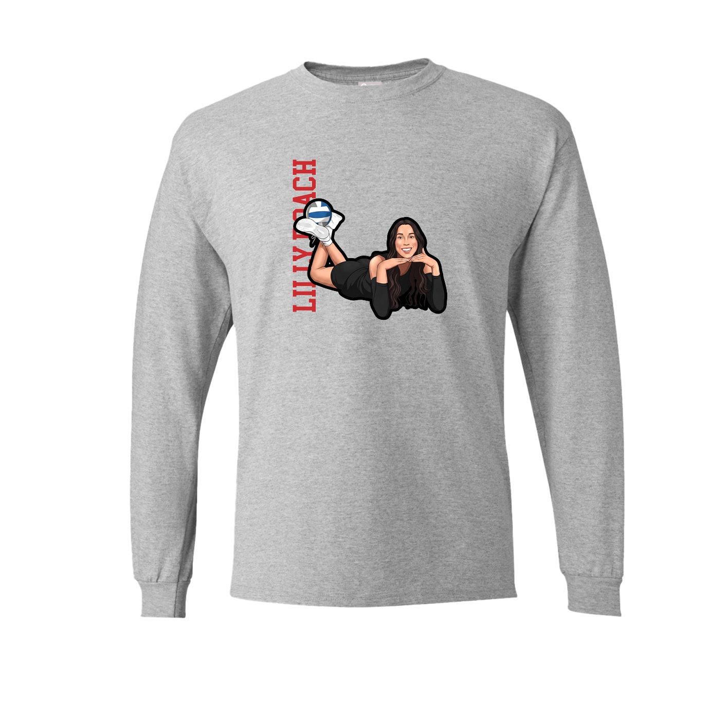 Long Sleeve Tee — Name Vertical in Grey