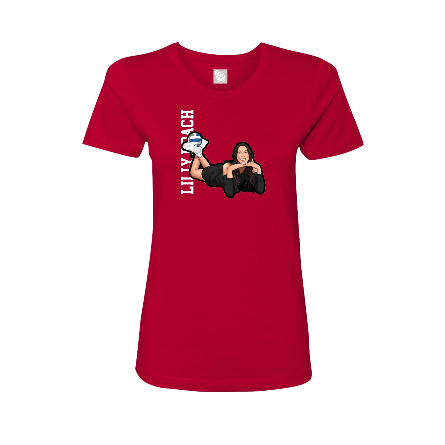 Womens Tee — Name Vertical in Red